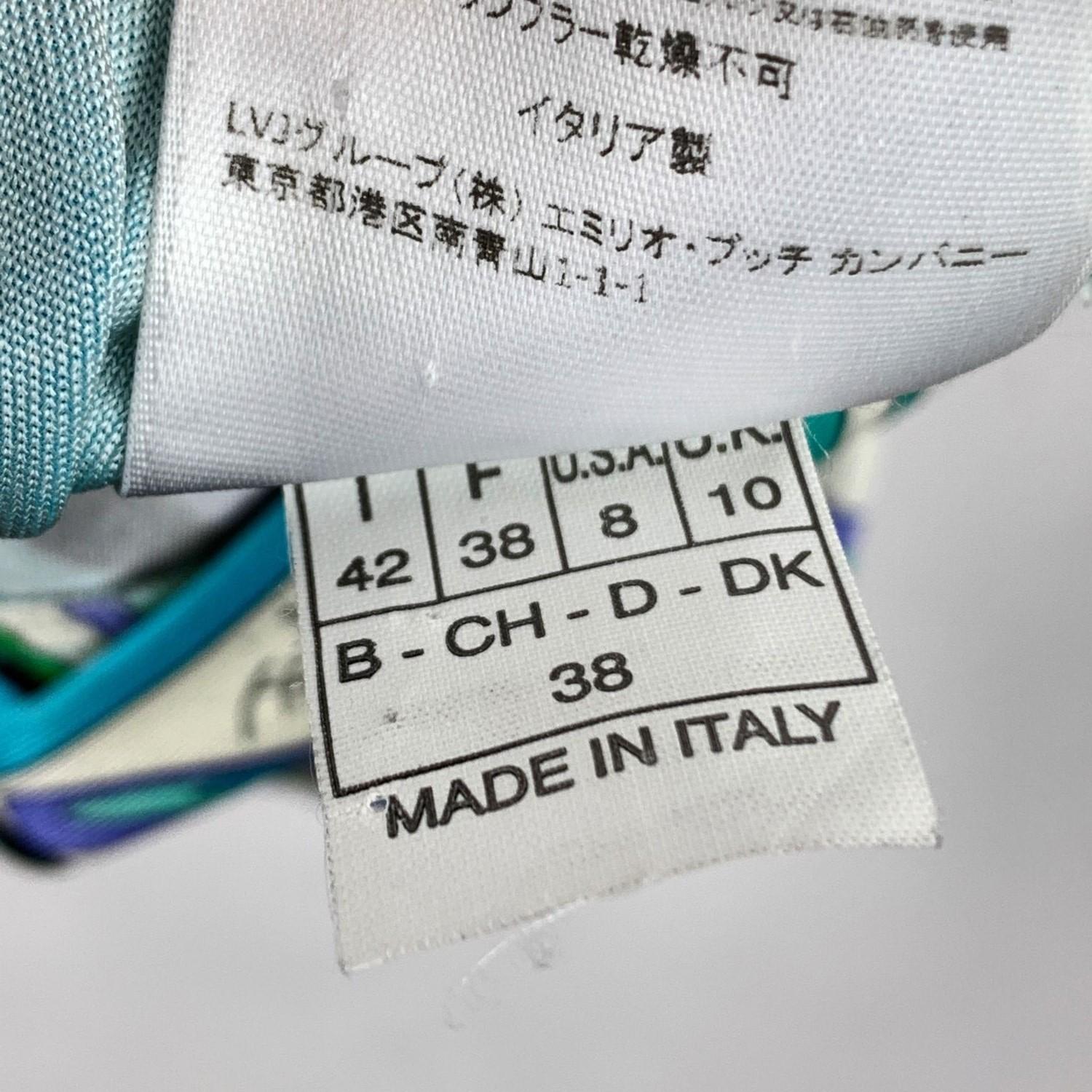 Emilio Pucci Turquoise Printed Silk Jersey Sleeveless Dress Size 42 IT 1