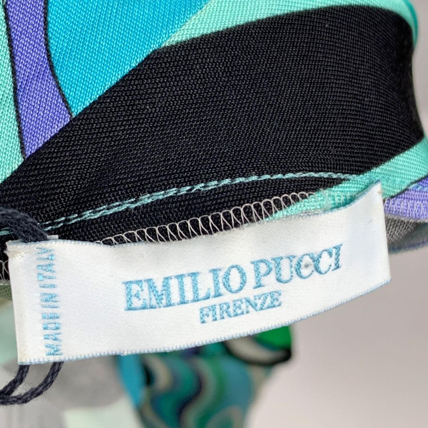 Emilio Pucci Turquoise Printed Silk Jersey Sleeveless Dress Size 42 IT 2