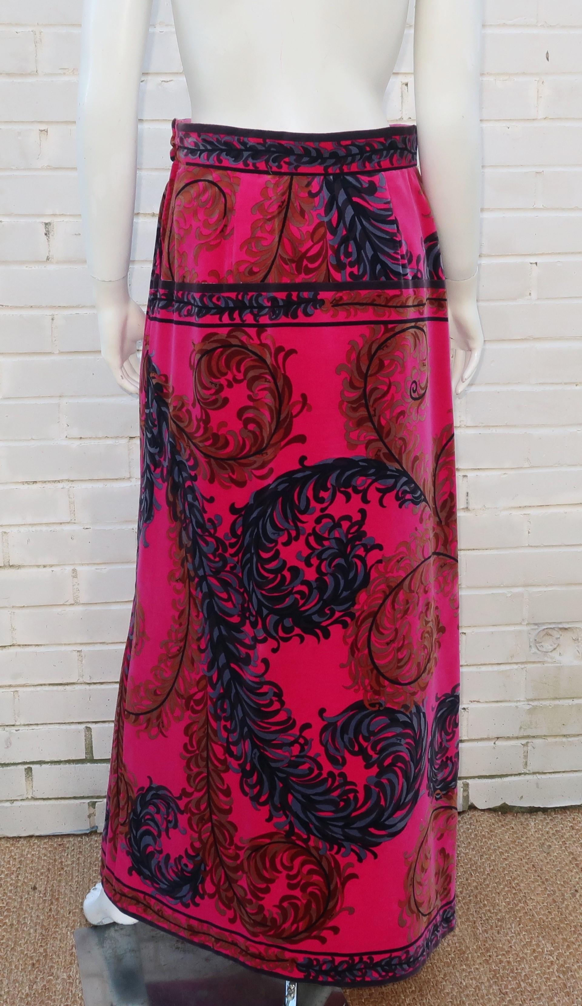 Emilio Pucci Two Piece Velvet Maxi Skirt & Wool Top, C.1970 8