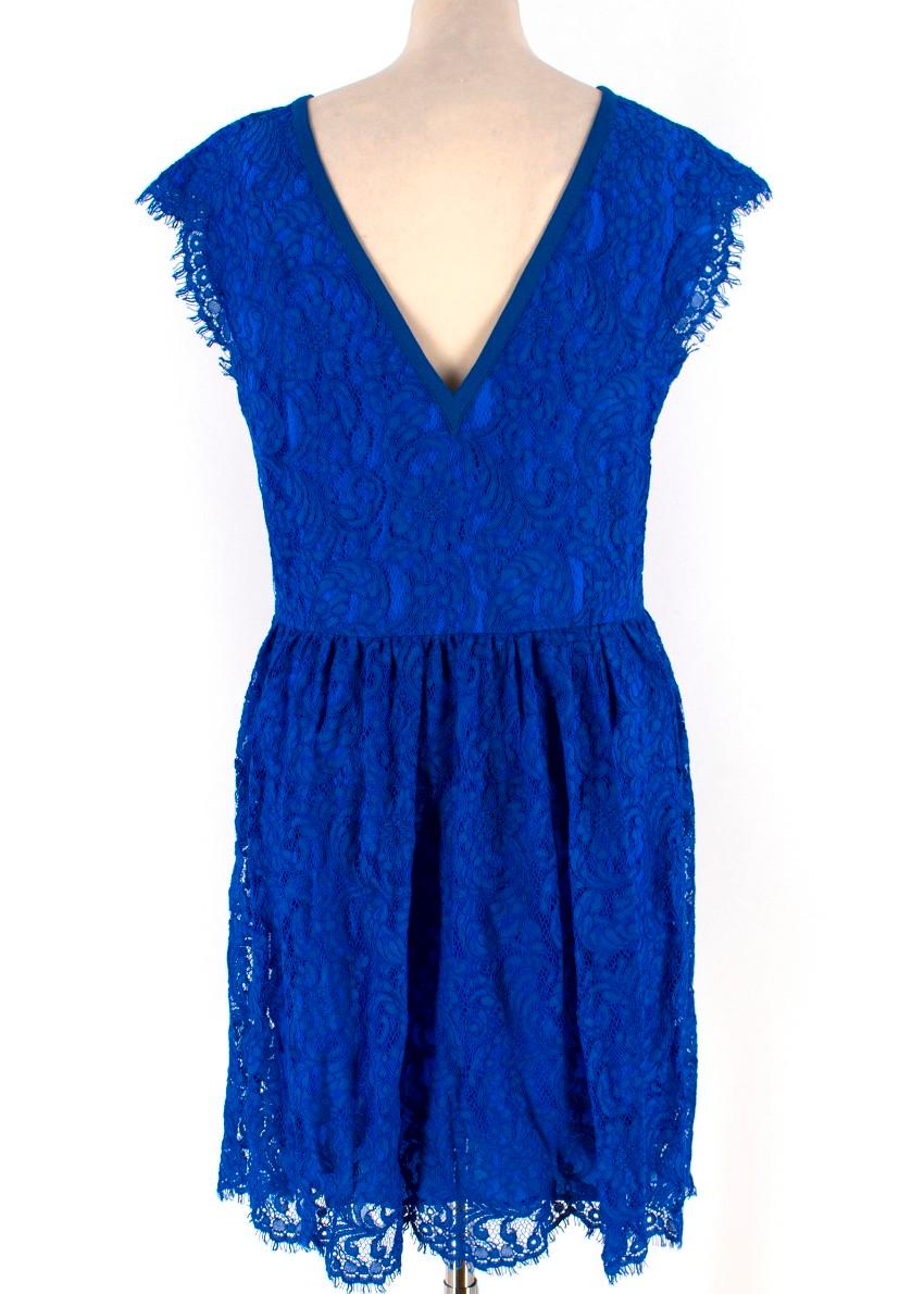 Blue Emilio Pucci V-back blue lace dress US 6
