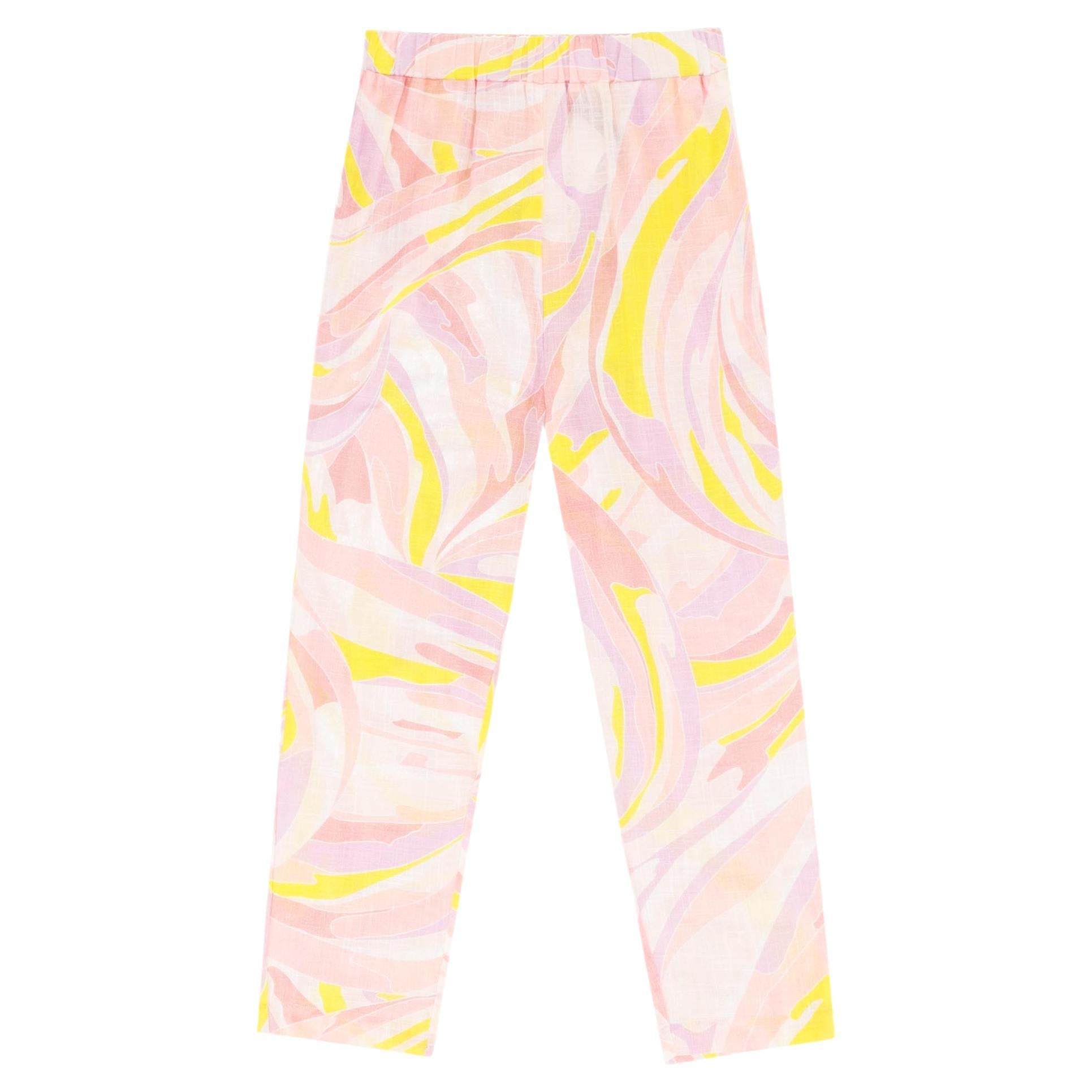 Emilio Pucci Vetrate Print Cropped Cotton Trousers For Sale
