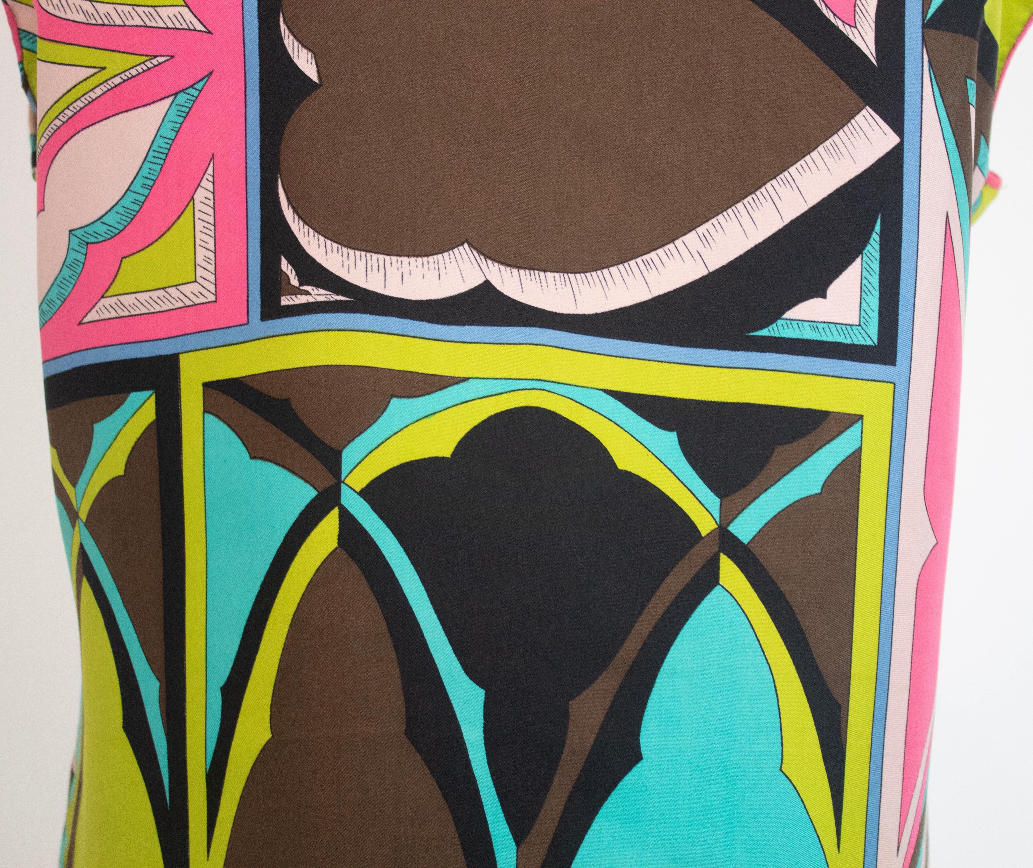 Emilio Pucci Vintage 1960/70's Seide gedruckt ärmellose Tunika im Angebot 1