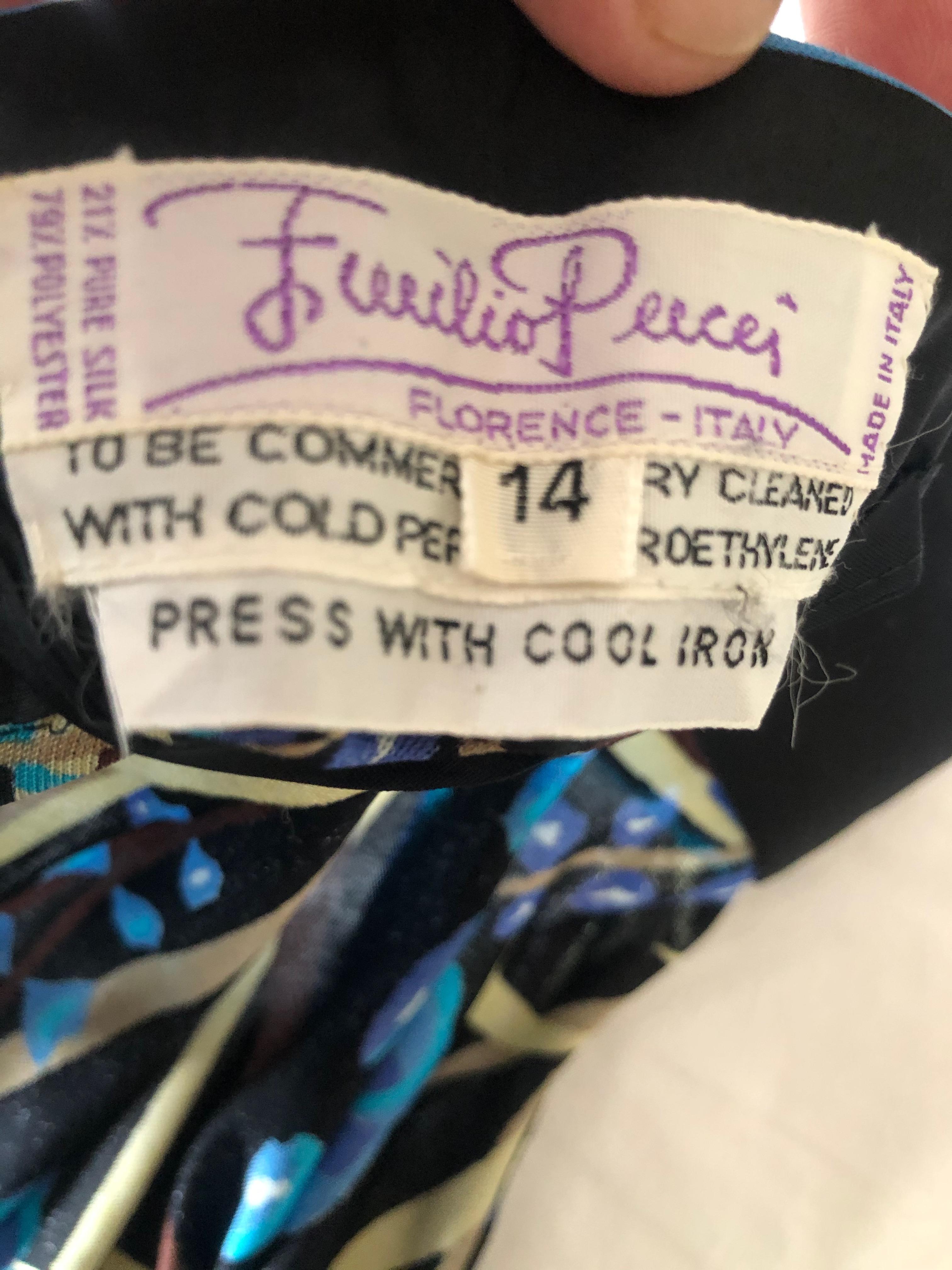 Emilio Pucci Vintage 1960's Silk Jersey Delphinium Print  2 Pc Dress Set  For Sale 8