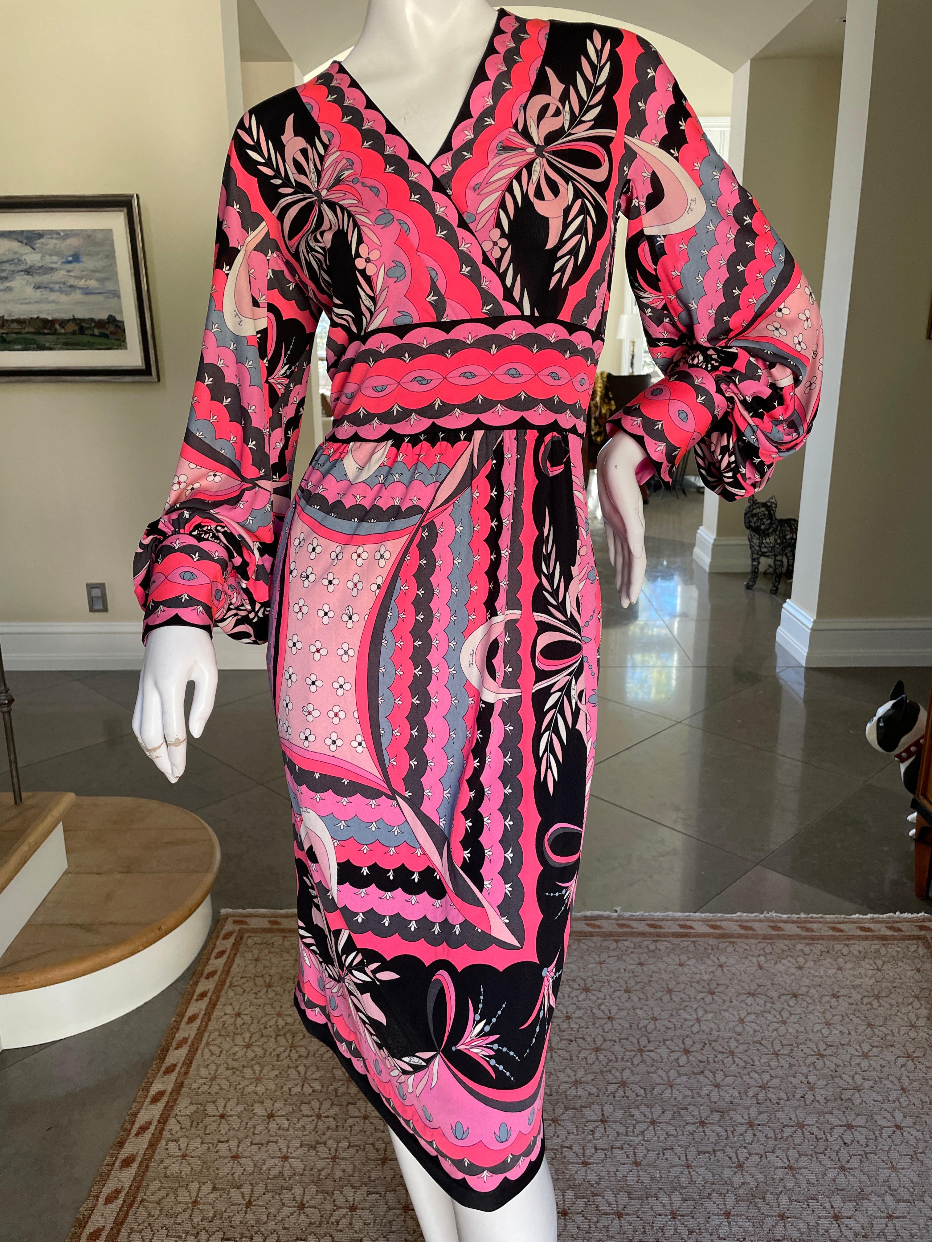 Pink Emilio Pucci Vintage 1960's Silk Jersey Dress from Saks Fifth Avenue
