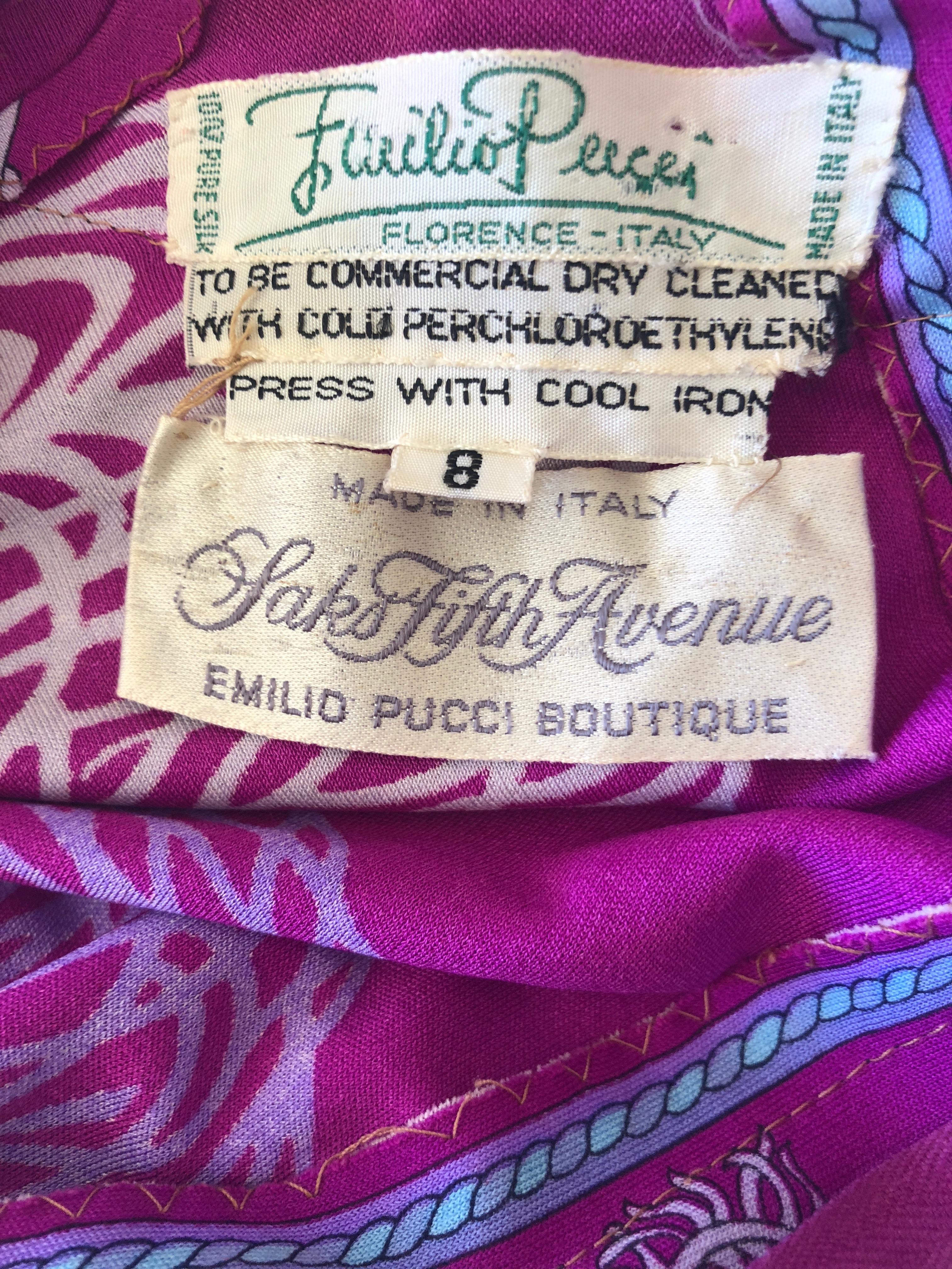 Purple Emilio Pucci Vintage 1960's Silk Jersey Evening Dress for Saks Fifth Avenue For Sale