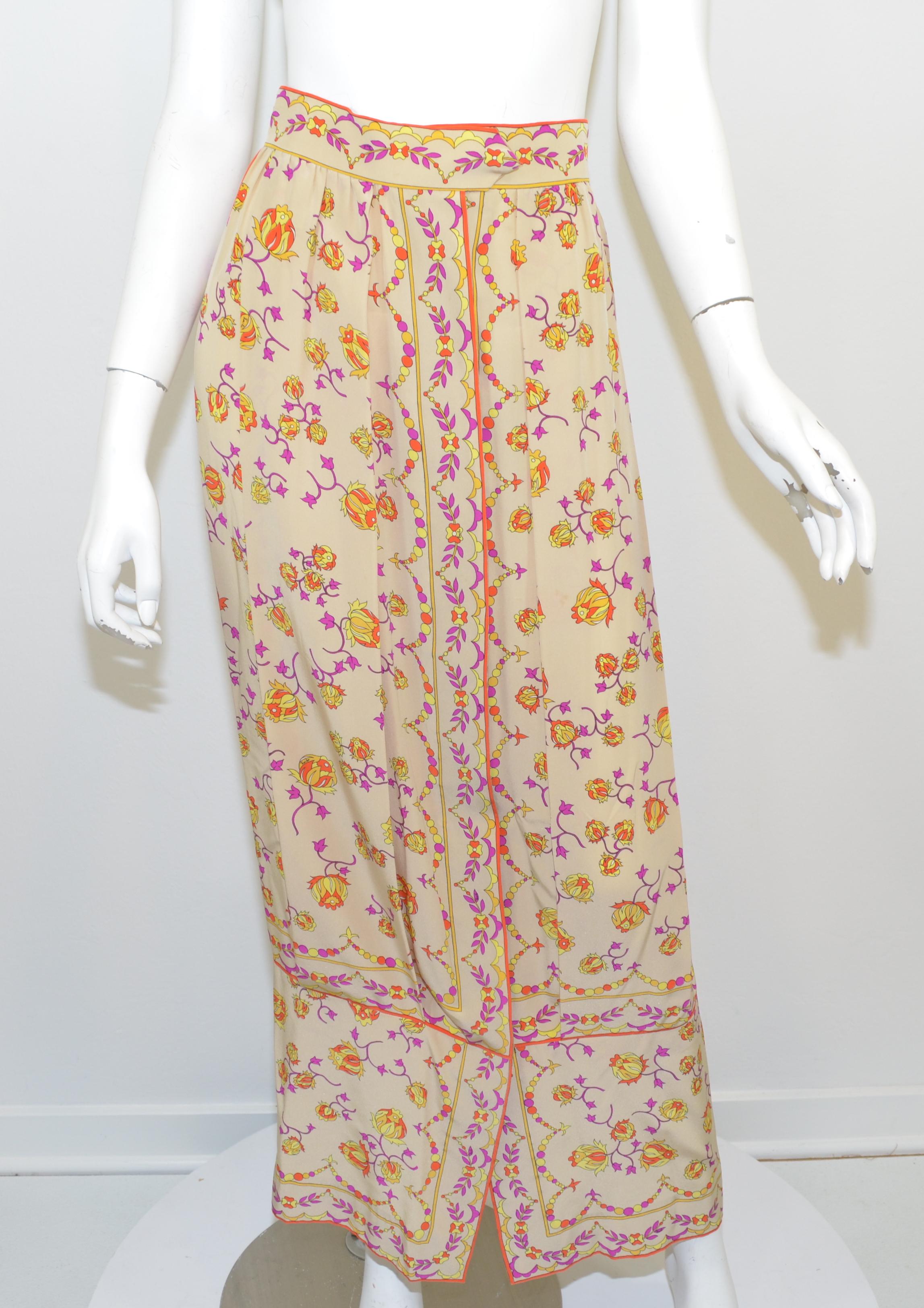 Emilio Pucci Vintage 1970's Print Cropped Top and Maxi Skirt Set 2