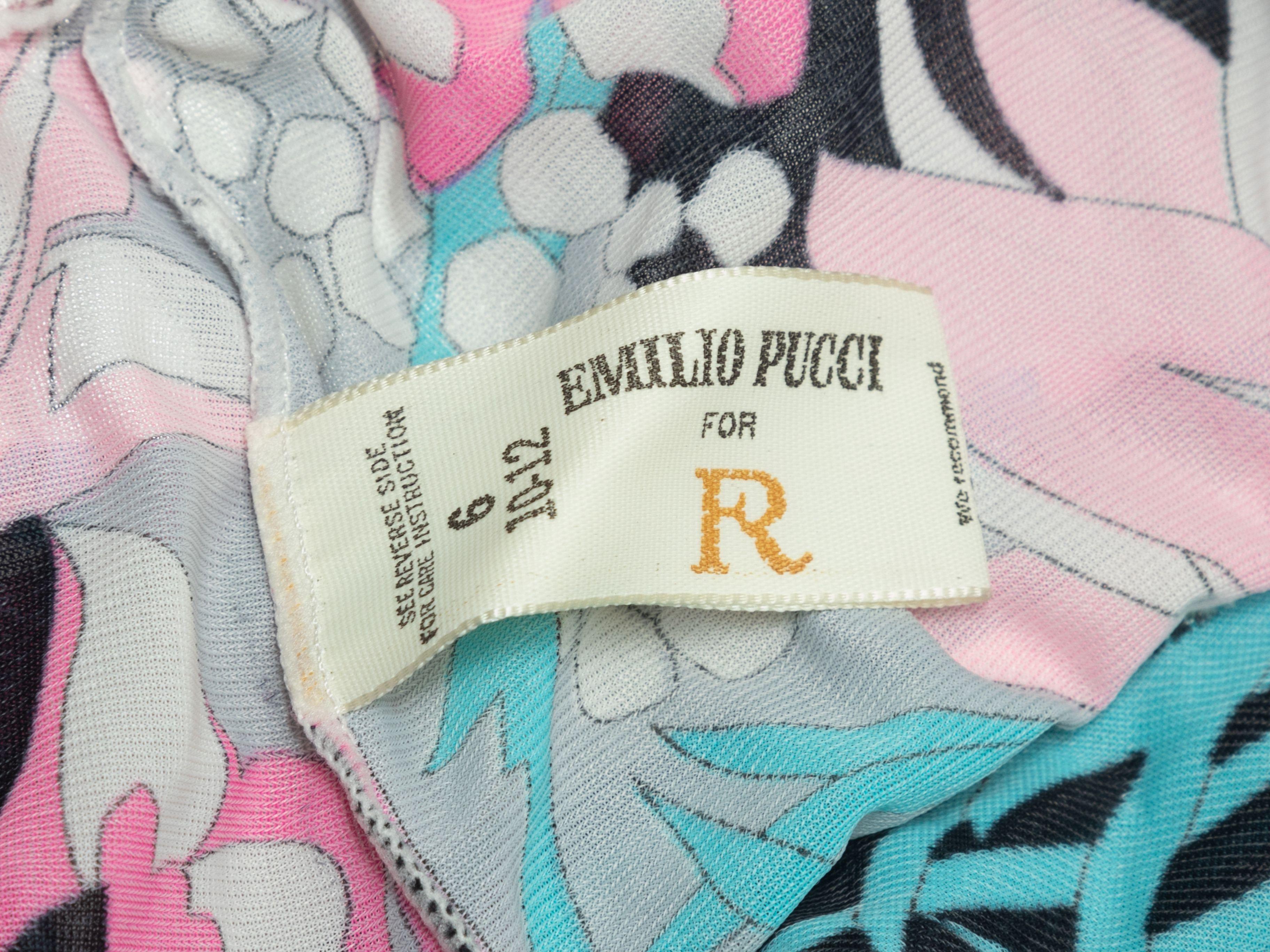 Product Details: Vintage black and multicolor floral print briefs by Emilio Pucci for Formfit Rogers. Elasticized waistband and leg openings. 25