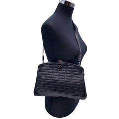 Emilio Pucci Vintage Black Quilted Leather Framed Shoulder Bag