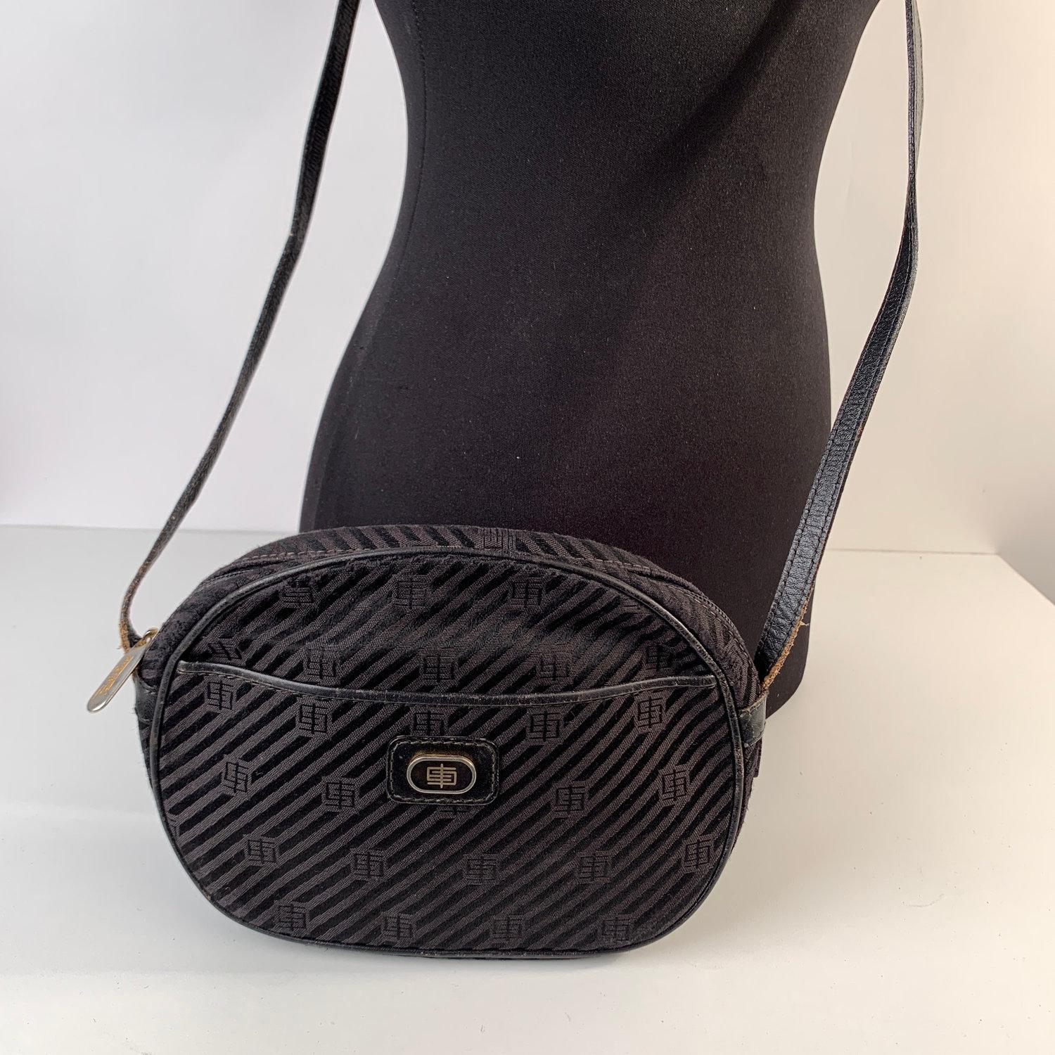 Women's Emilio Pucci Vintage Black Canvas Messenger Crossbody Bag