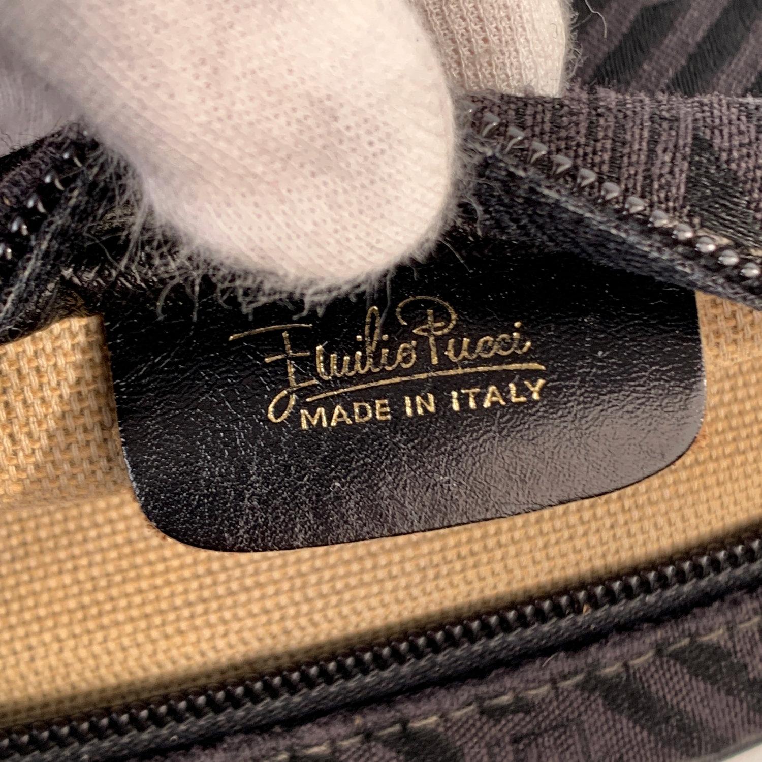 Emilio Pucci Vintage Black Canvas Messenger Crossbody Bag 4