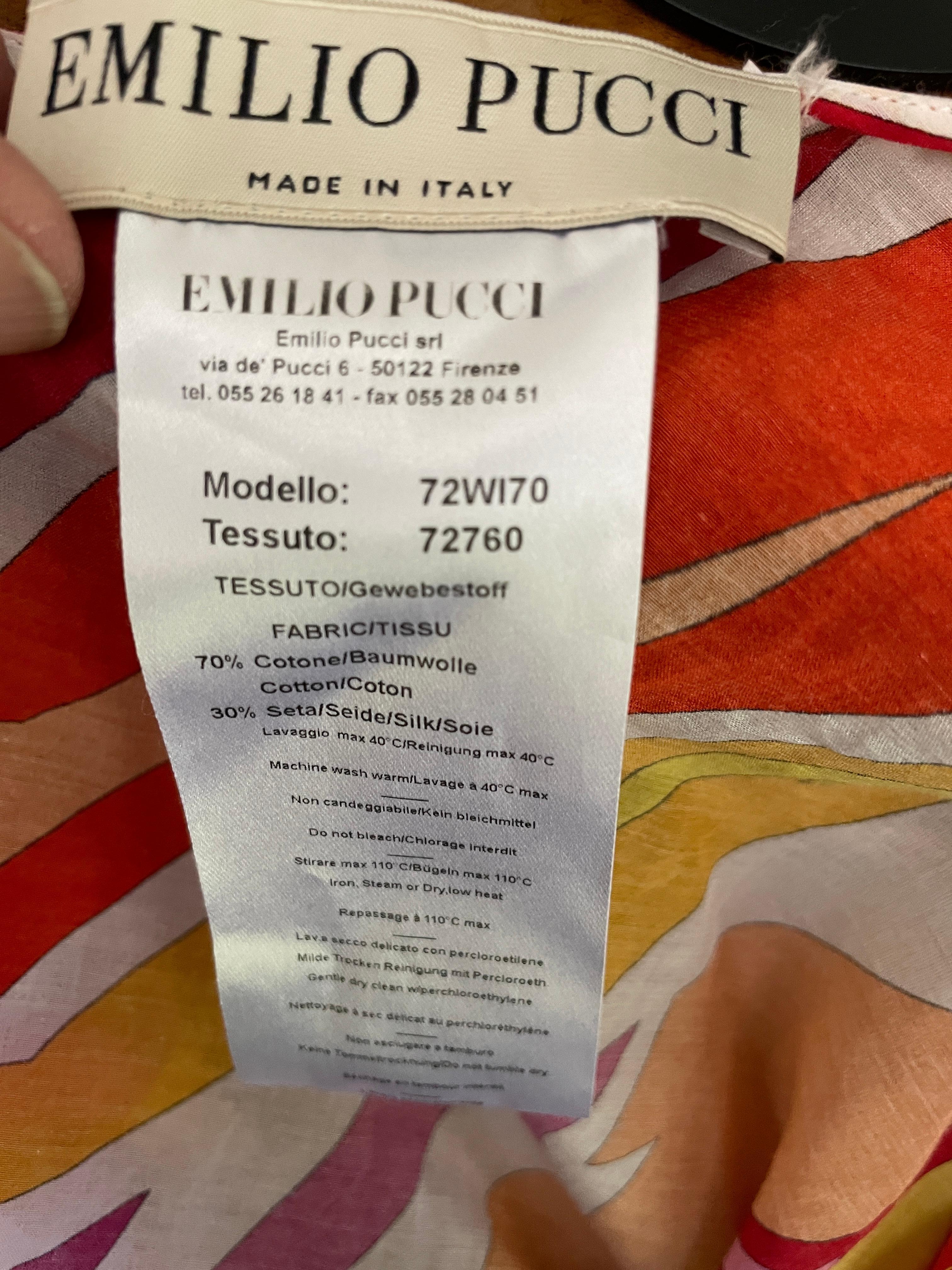 Emilio Pucci Vintage Cotton Silk Blend One Shoulder Caftan Beach Cover For Sale 3