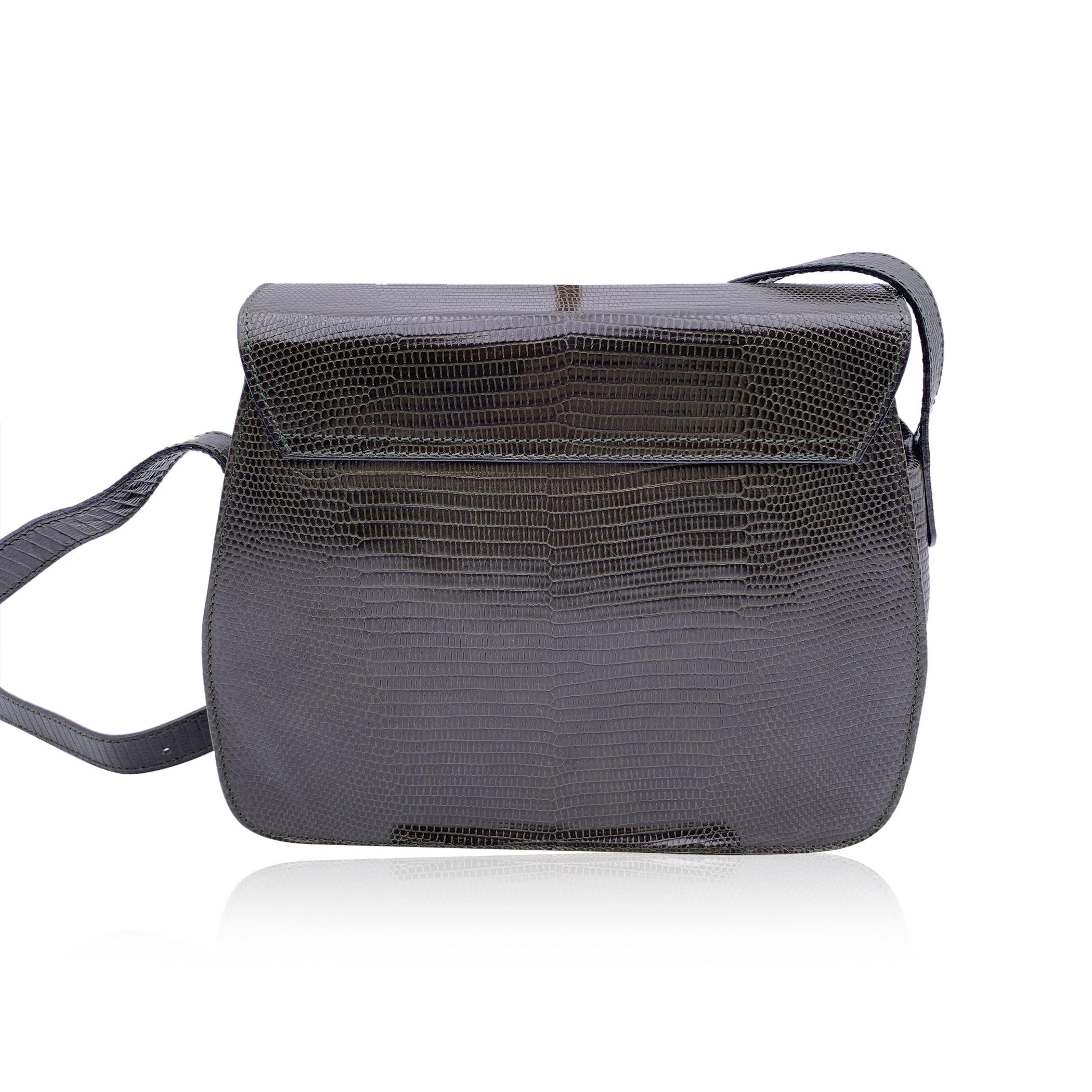 Women's Emilio Pucci Vintage Dark Green Leather Box Shoulder Bag For Sale