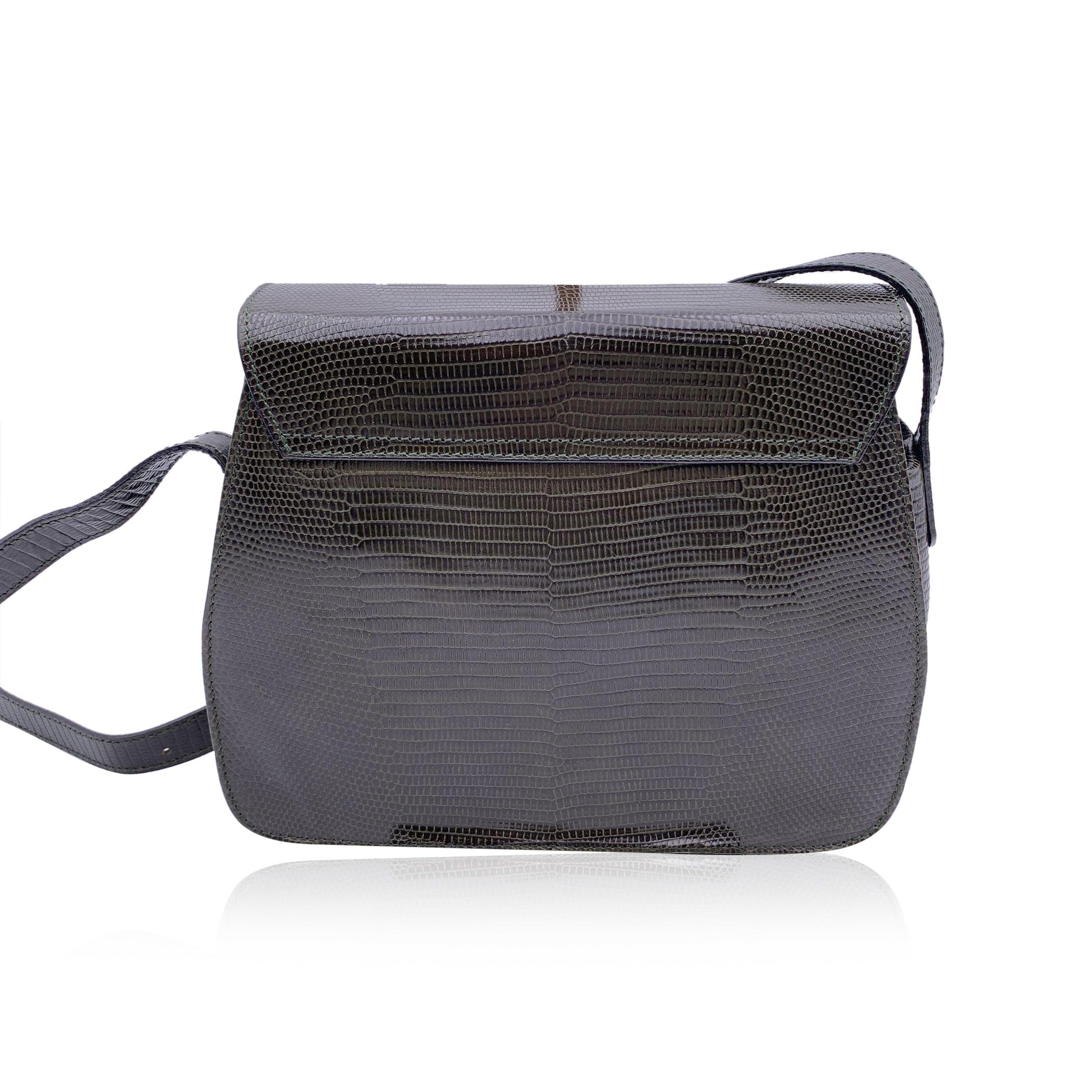 Women's Emilio Pucci Vintage Dark Green Leather Box Shoulder Bag