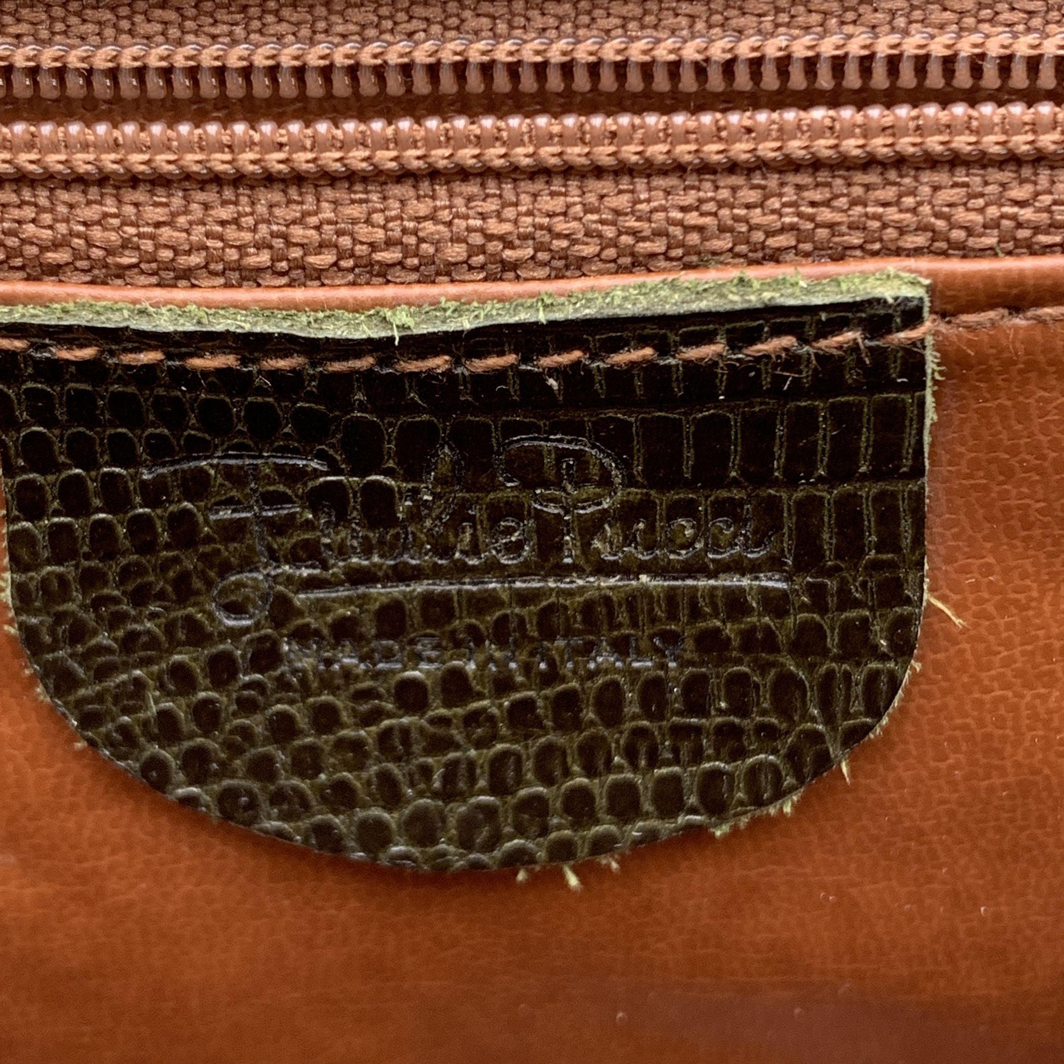Emilio Pucci Vintage Dark Green Leather Box Shoulder Bag For Sale 3