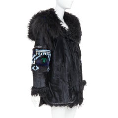 EMILIO PUCCI Vintage ethnic calfskin mixed shearling raccoon fur coat IT40 S