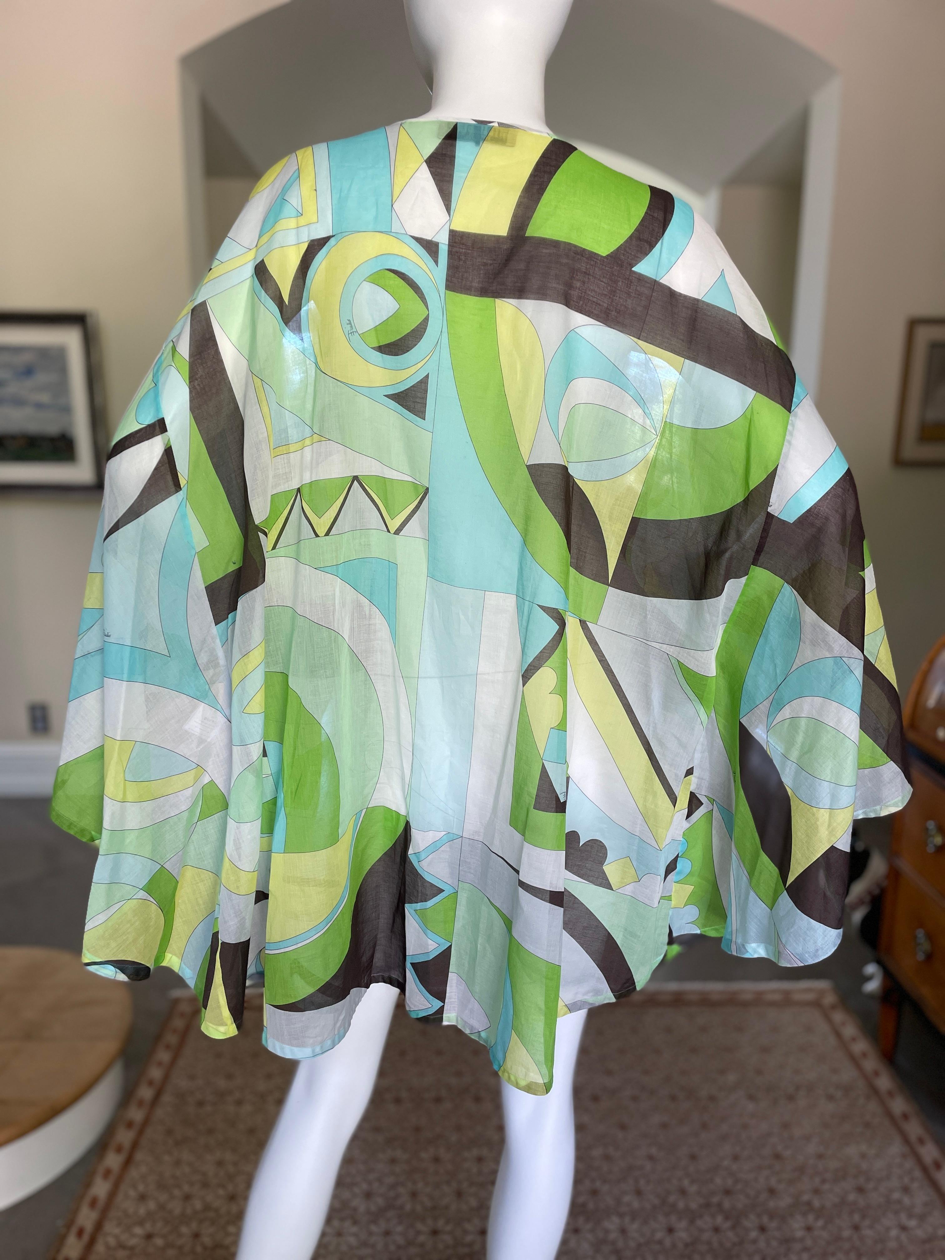 Emilio Pucci Vintage FIne  Cotton Caftan Beach Cover 
So pretty , please use the zoom feature to see details
One size fits all
Size 8 
Excellent  condition