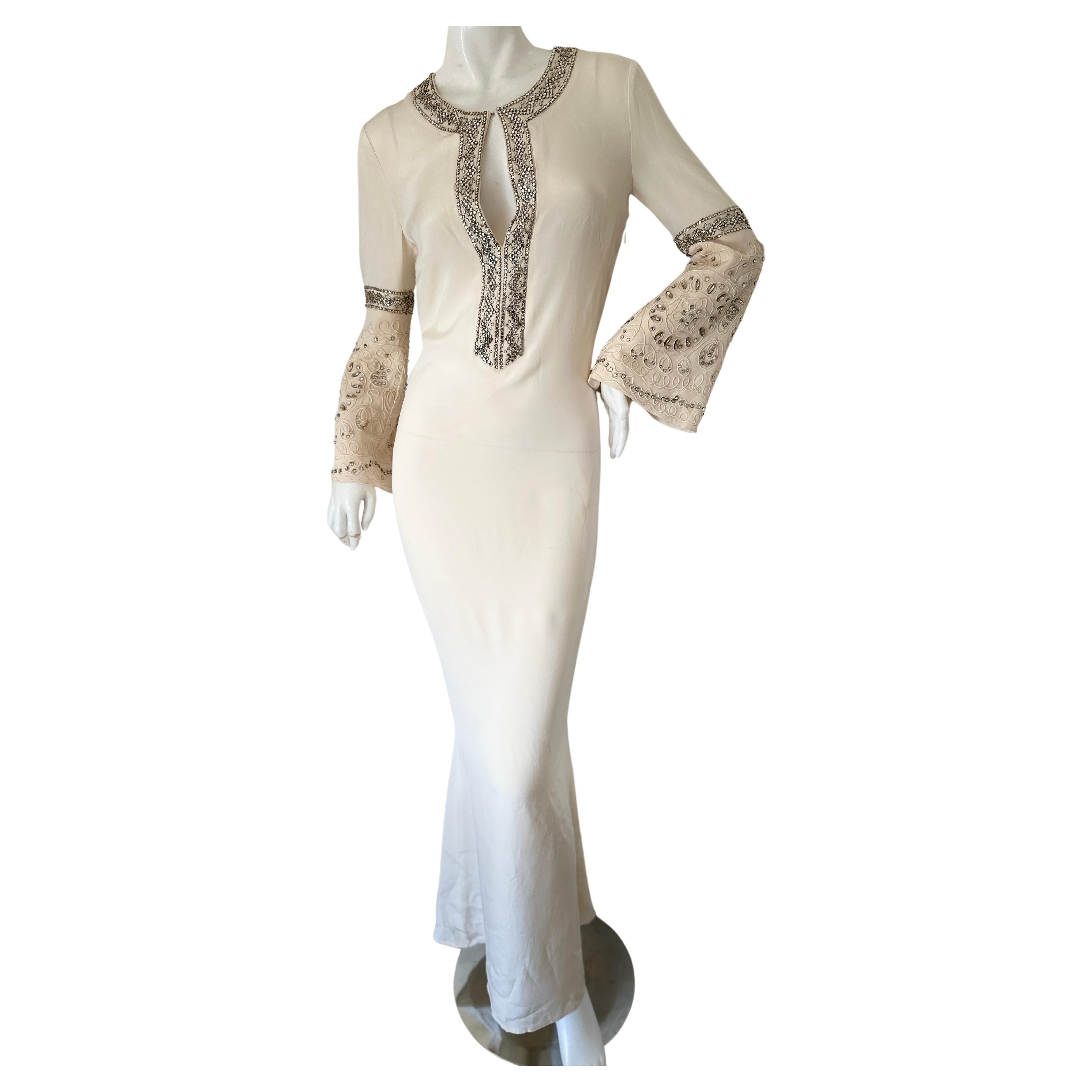 Emilio Pucci Vintage Ivory Silk Caftan Style Dress with Crystal Accents ...