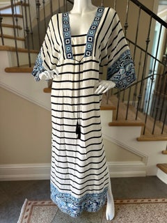 Emilio Pucci Vintage Nautical Stripe Silk Caftan Style Dress