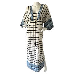Emilio Pucci Vintage Nautical Stripe Silk Caftan Style Dress