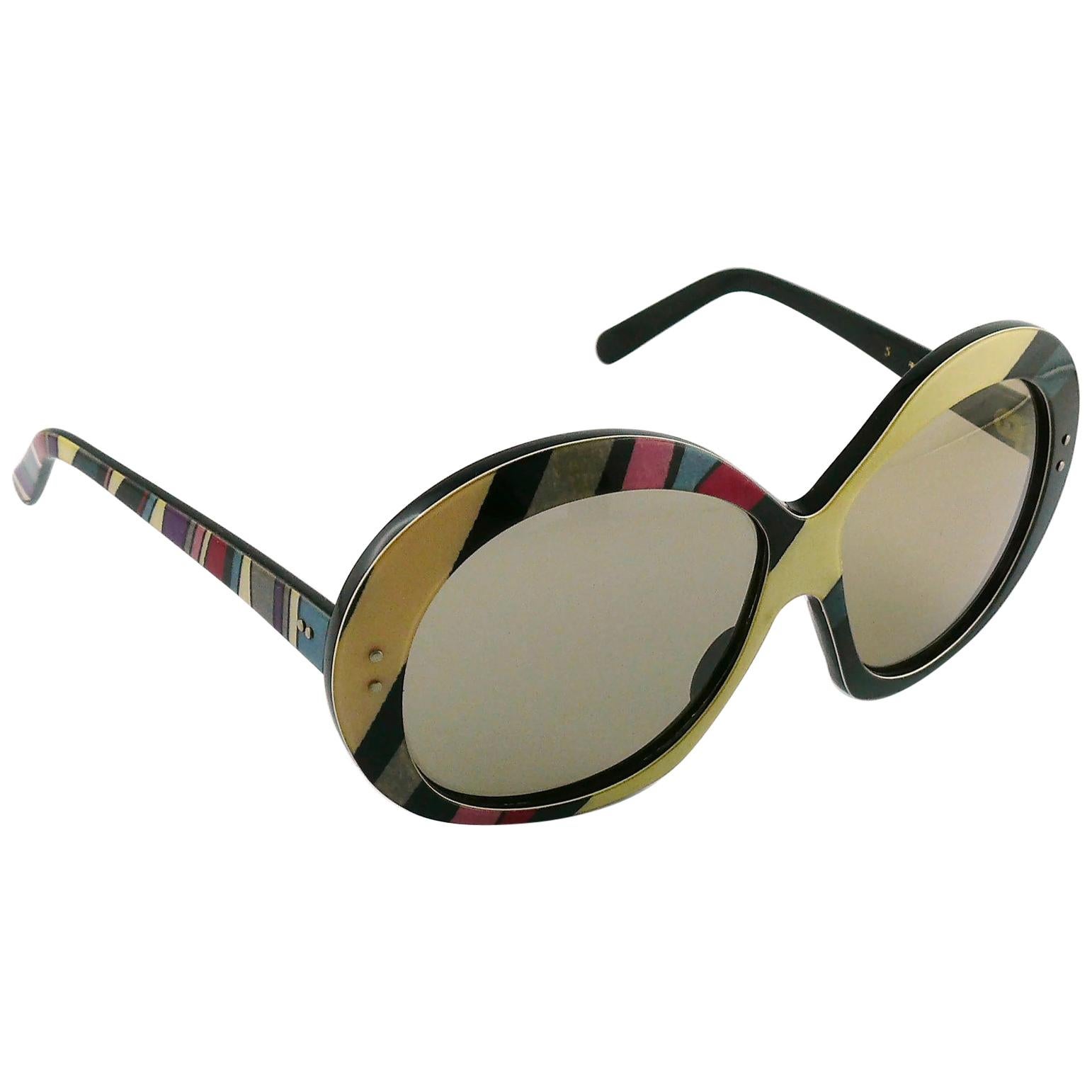 Emilio Pucci Vintage Oversized Iconic Psychedelic Print Sunglasses