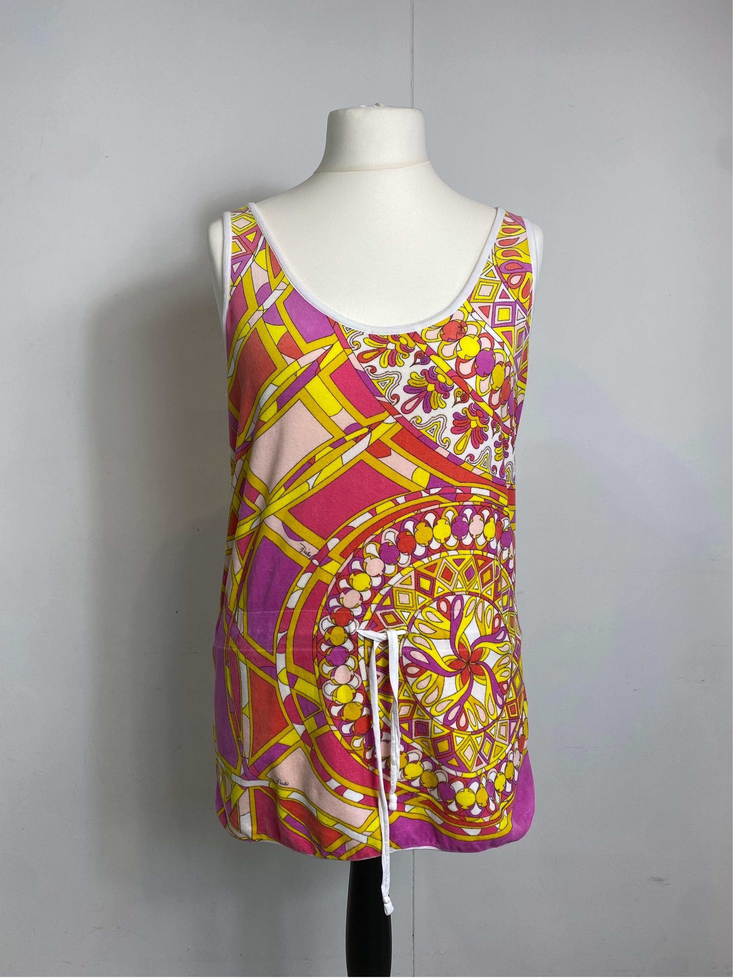 Emilio Pucci Vintage pink and yellow Pattern Casual Top For Sale 2