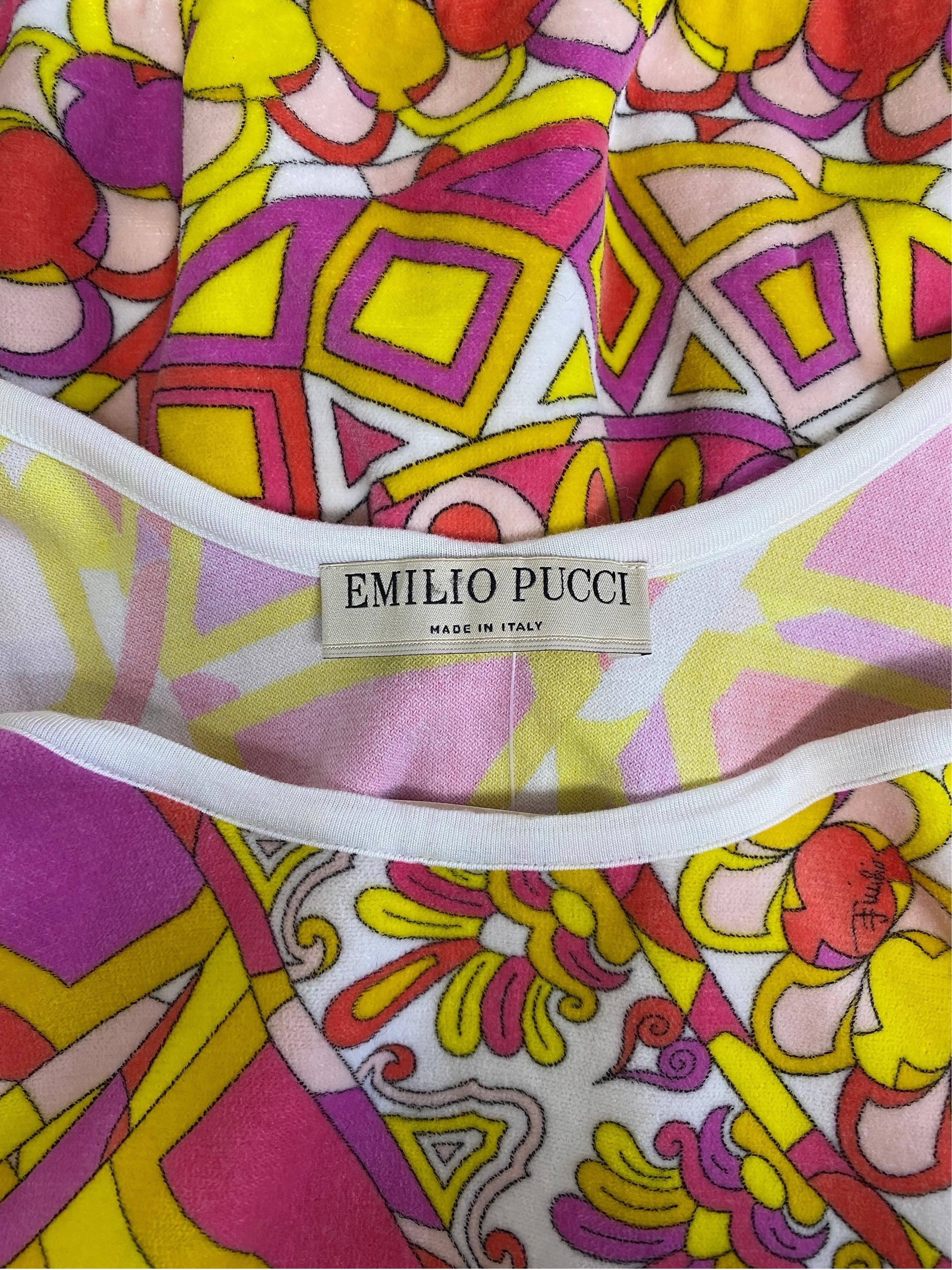 Emilio Pucci Vintage rose et jaune Top décontracté à motifs en vente 2
