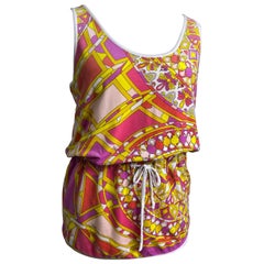 Emilio Pucci Vintage rose et jaune Top décontracté à motifs