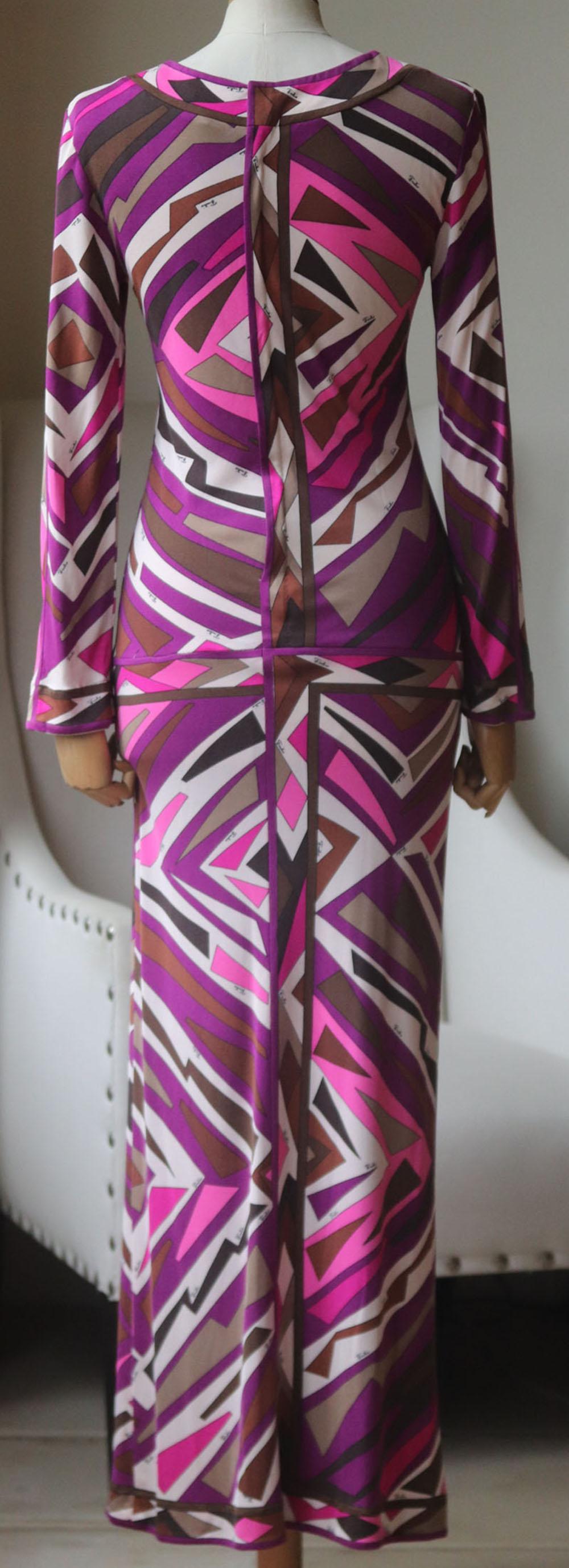 Emilio Pucci Vintage Printed Silk Maxi Dress In Excellent Condition In London, GB