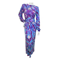 Emilio Pucci Vintage Psychedelic Print Midi Dress, Italy, c. 1960s–1970s