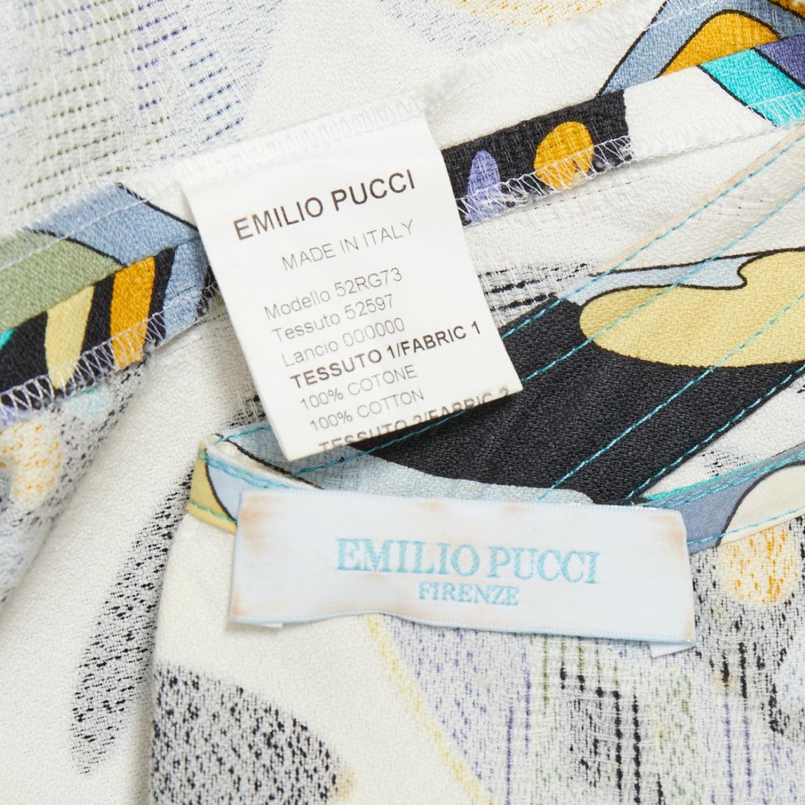 EMILIO PUCCI Vestido vintage con estampado gráfico y cuello de malla con pedrería IT40 M en venta 4