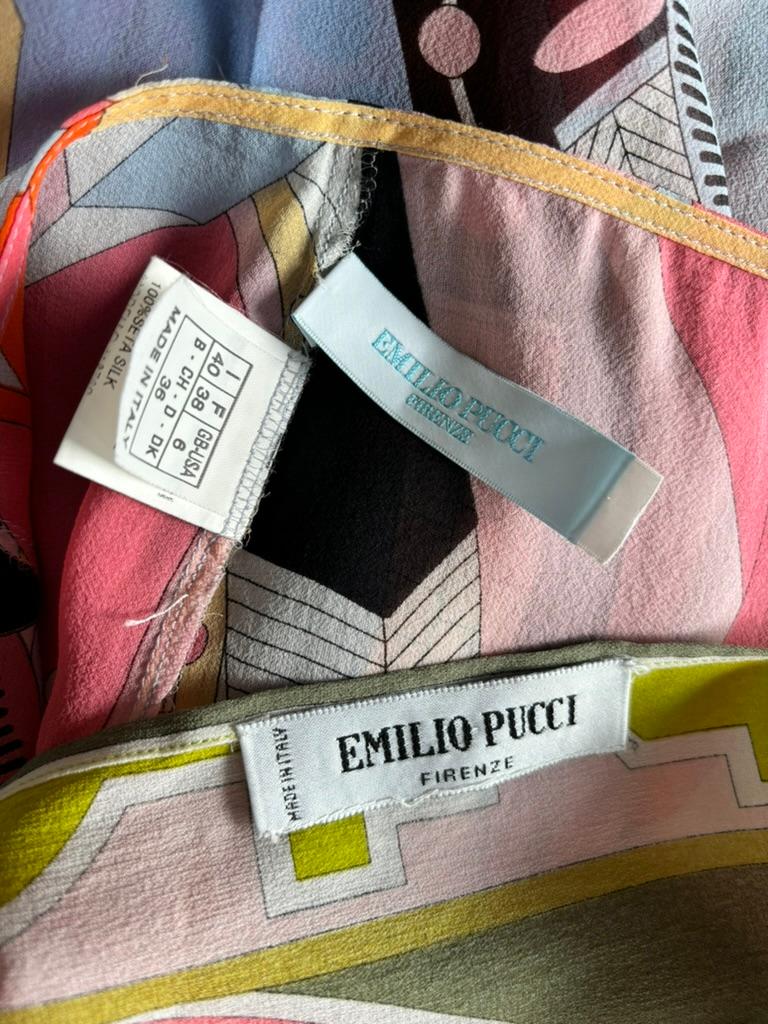 EMILIO PUCCI vintage silk backless halter top with open back pants w. ruffles 4