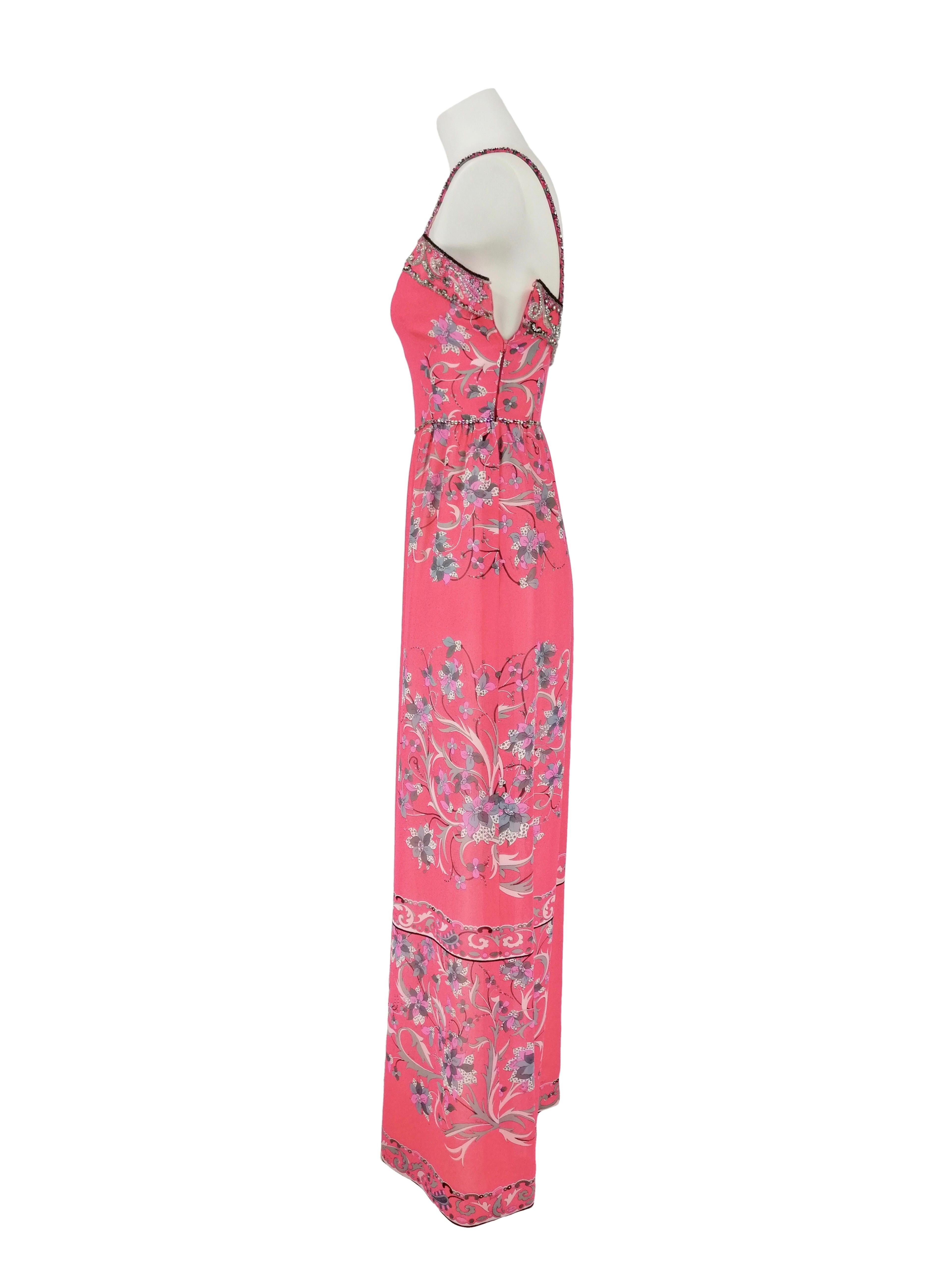 EMILIO PUCCI vintage silk  long dress 60s For Sale 8