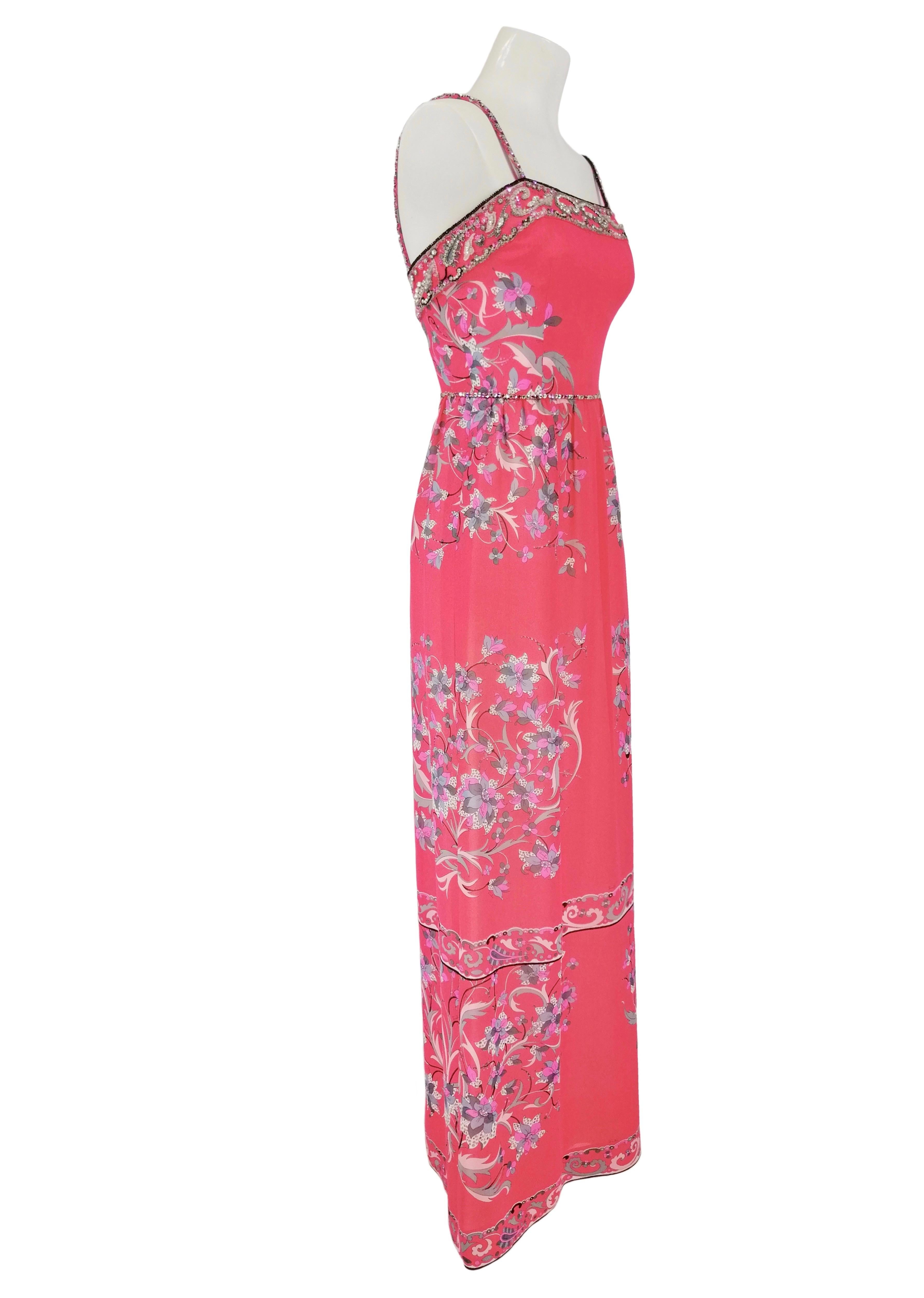 EMILIO PUCCI vintage silk  long dress 60s For Sale 3