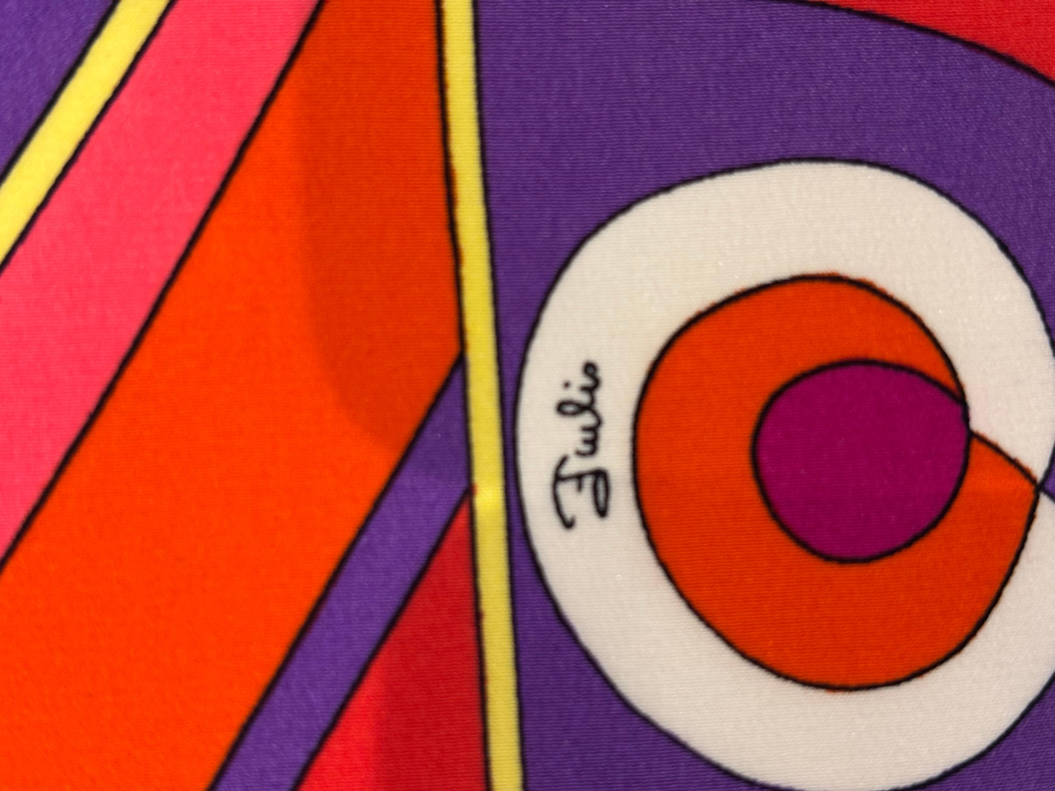 Red Emilio Pucci Vintage Silk Scarf For Sale