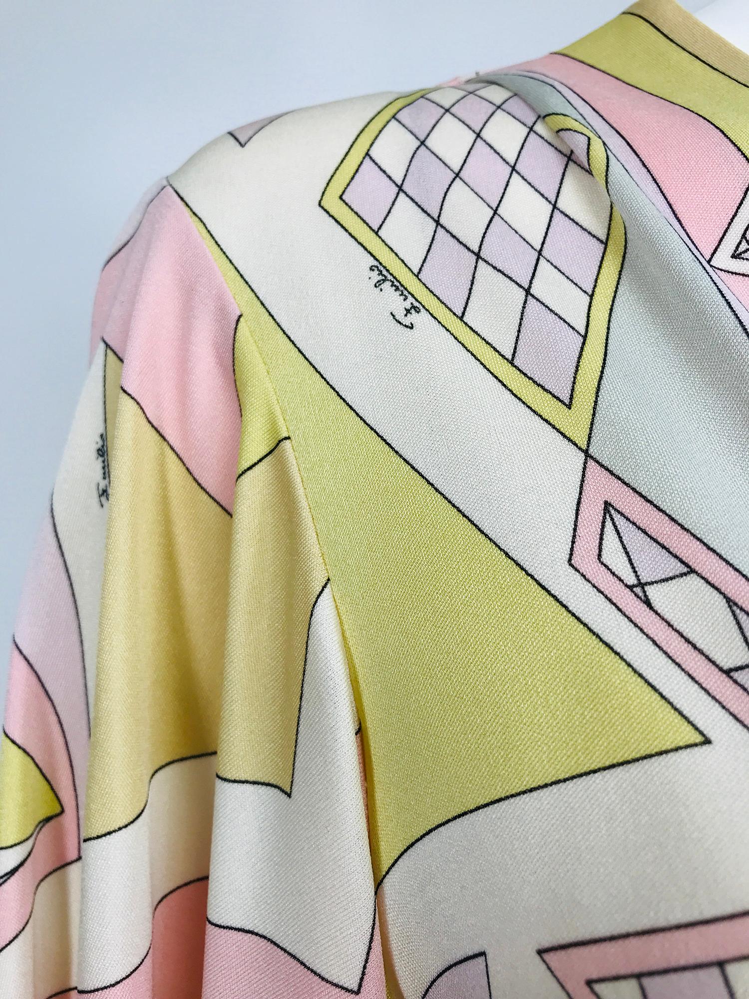 Emilio Pucci Vintage Silk V Neck Kimono Sleeve Day Dress  6