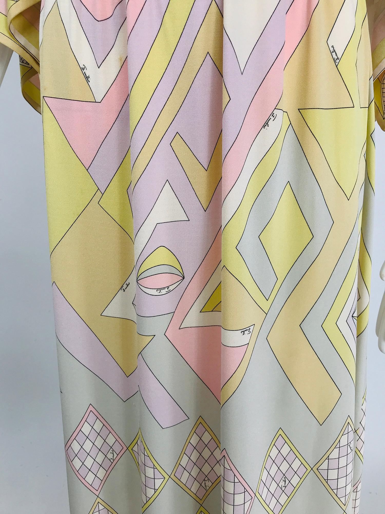 Emilio Pucci Vintage Silk V Neck Kimono Sleeve Day Dress 7