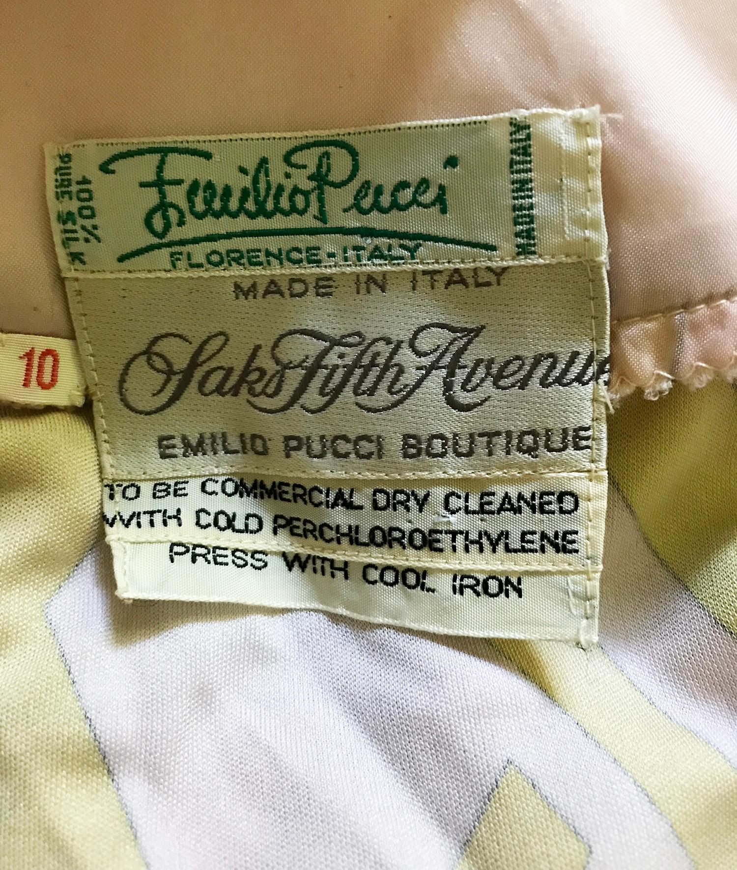Emilio Pucci Vintage Silk V Neck Kimono Sleeve Day Dress  8