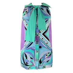 EMILIO PUCCI Vintage Size 10 Blue& Purple Hooded A Line Mini Dress