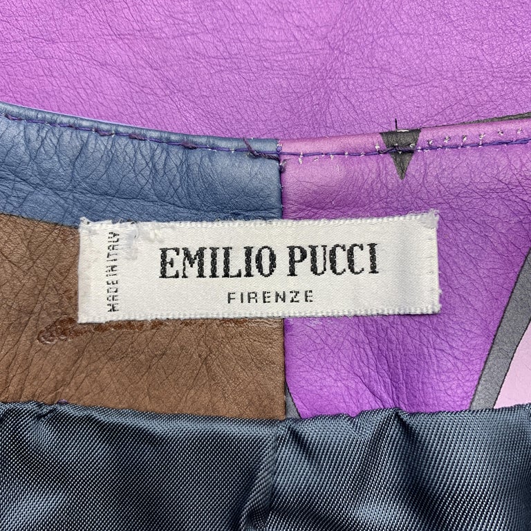 EMILIO PUCCI Vintage Size 4 Purple Print Leather Pencil Skirt at 1stDibs