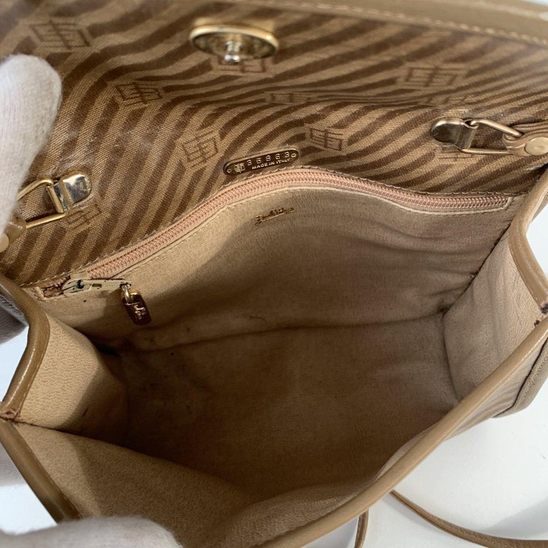 Emilio Pucci Vintage Tan Canvas Small Messenger Bag For Sale at 1stDibs