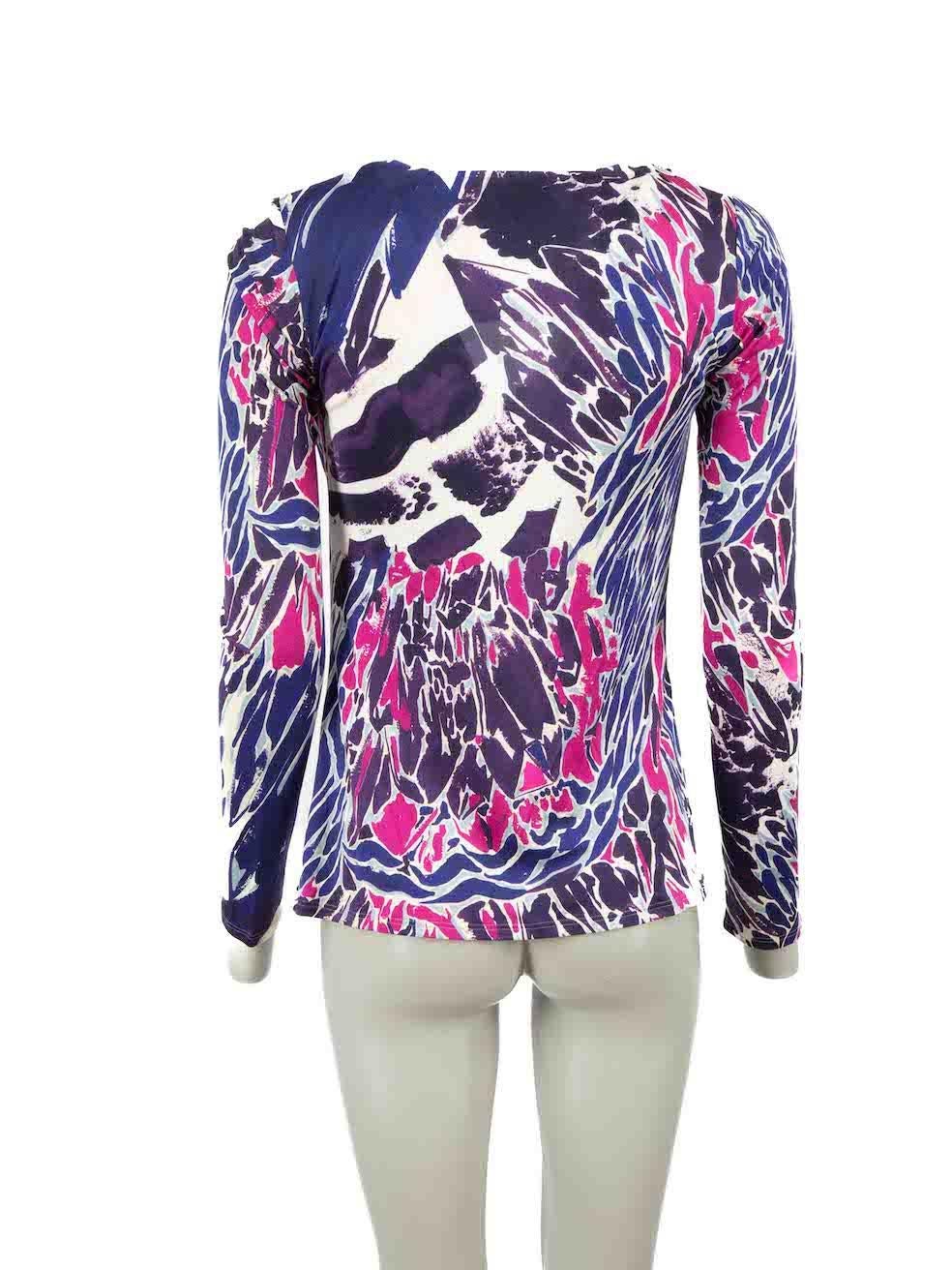 Purple Emilio Pucci Violet Silk Embellished Abstract Top Size M