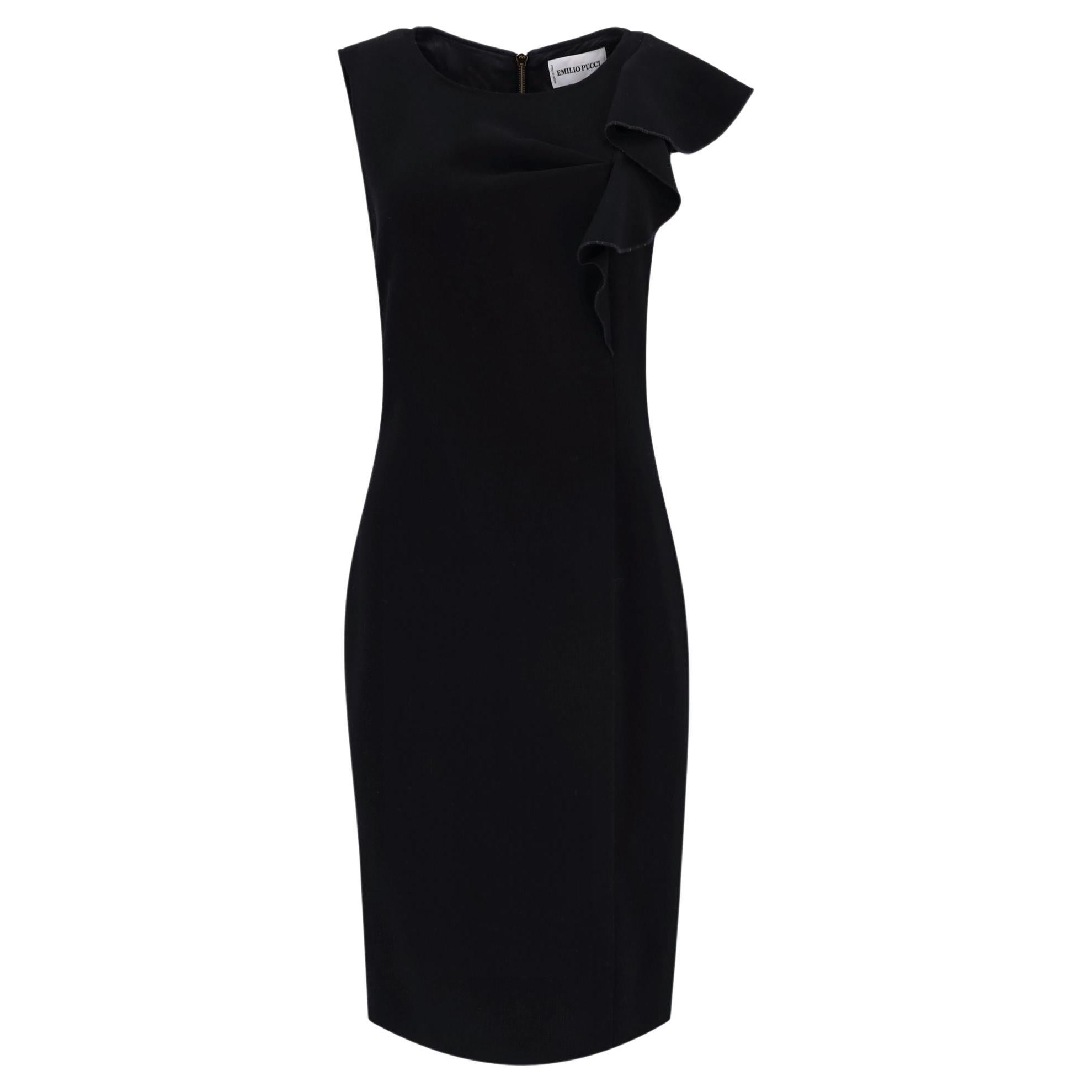 Emilio Pucci - Robe fourreau à volants en laine vierge avec ornements