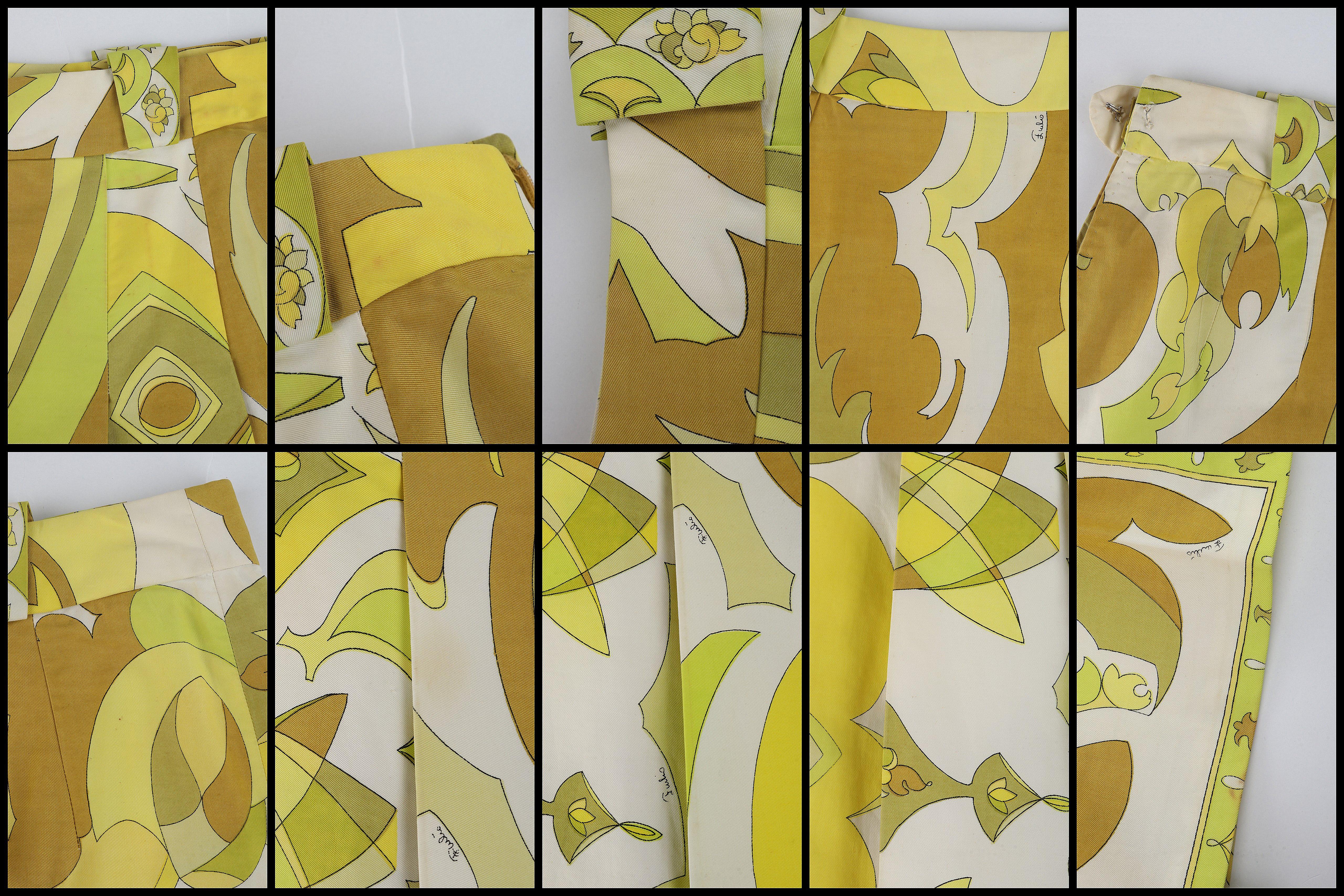 Emilio Pucci Vtg 1960's Multicolor Signature Op Art Print Gonna a pieghe A-Line in vendita 5