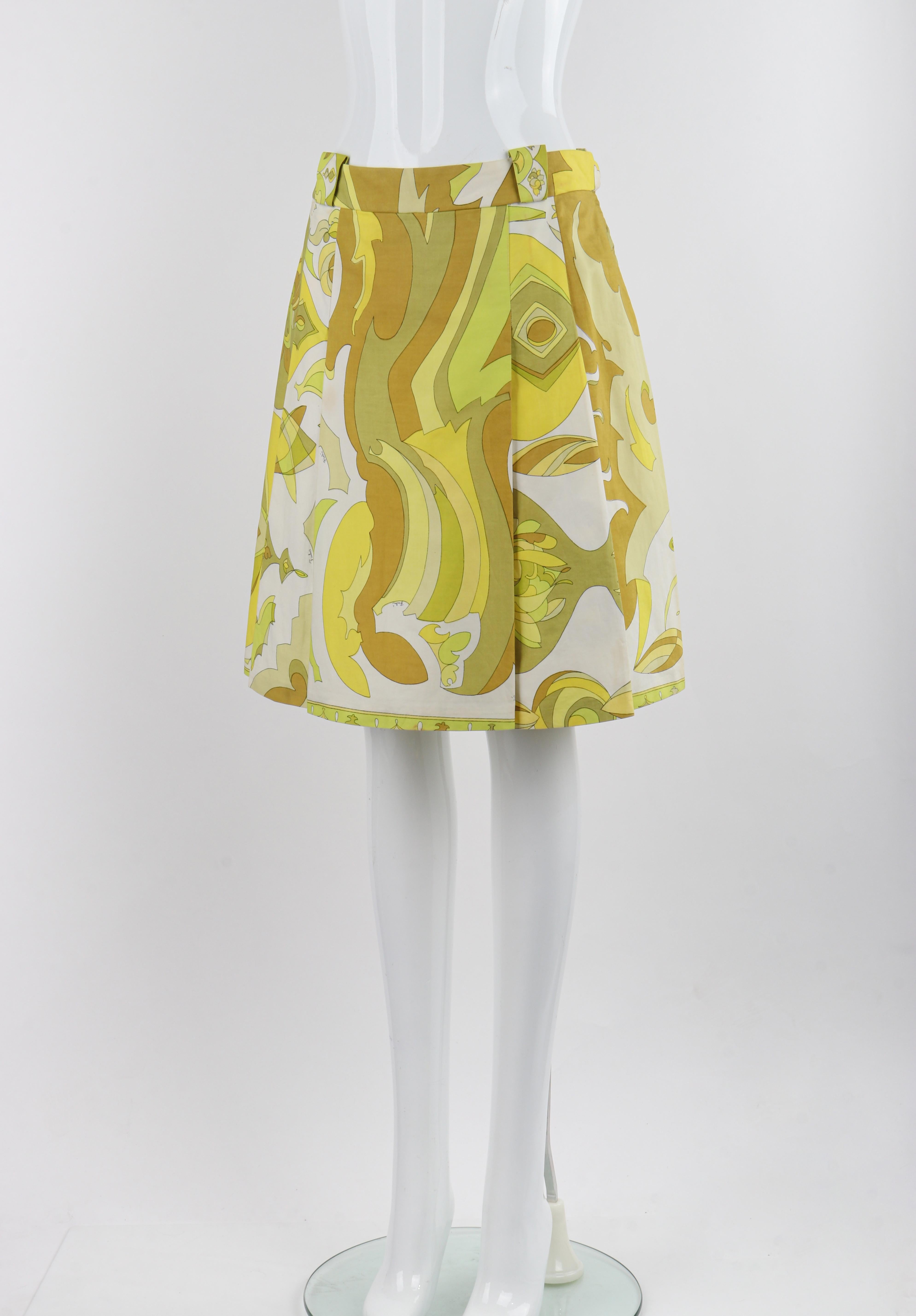 Emilio Pucci Vtg 1960's Multicolor Signature Op Art Print Gonna a pieghe A-Line in vendita 2