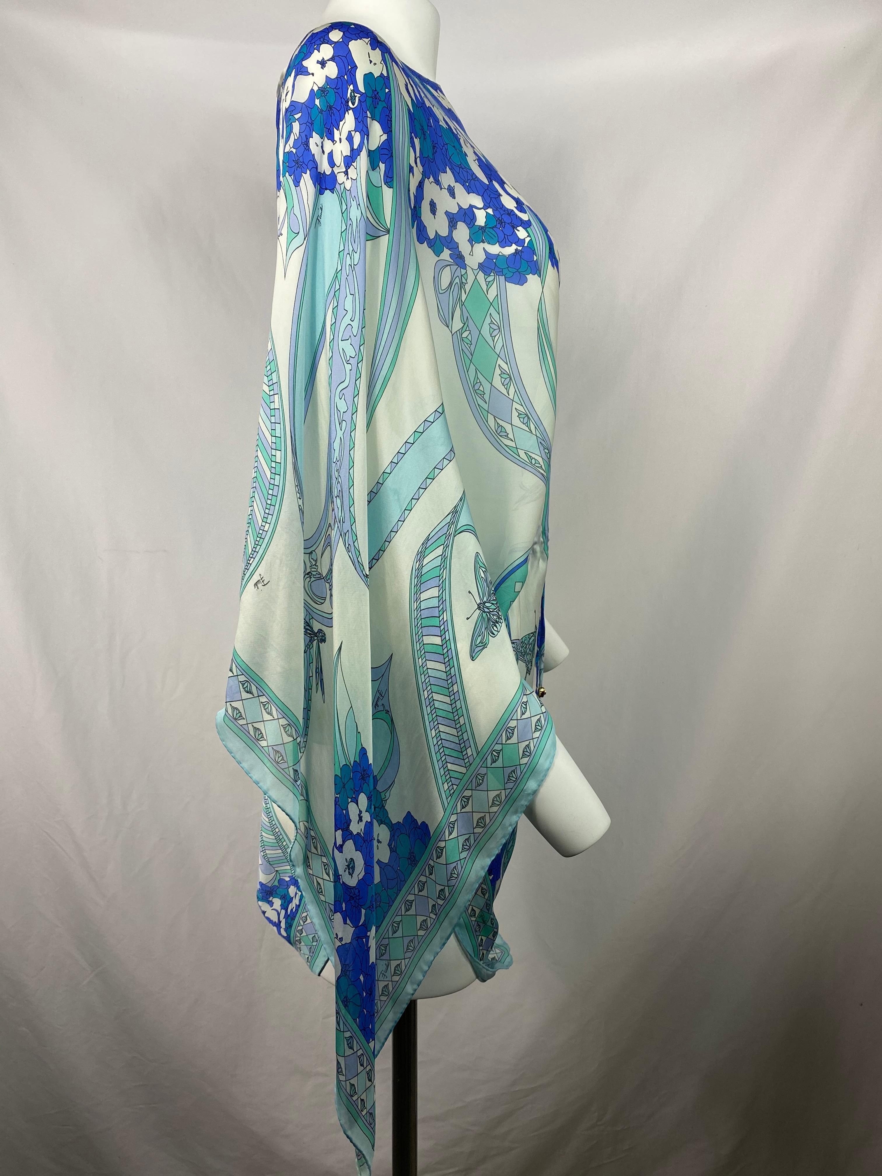 Emilio Pucci White and Blue Silk Tunic Cover Up One Size 1