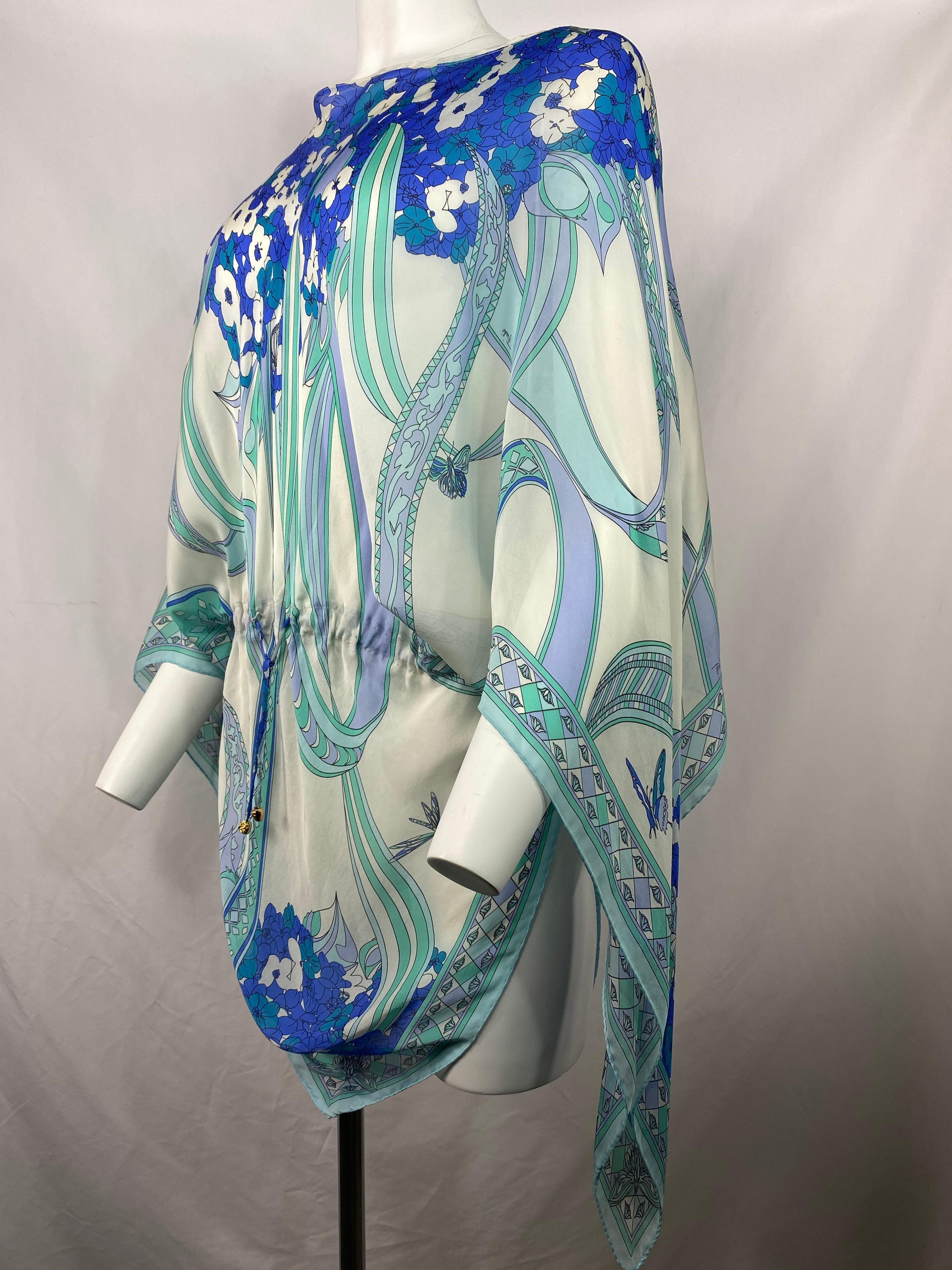 Emilio Pucci White and Blue Silk Tunic Cover Up One Size 3