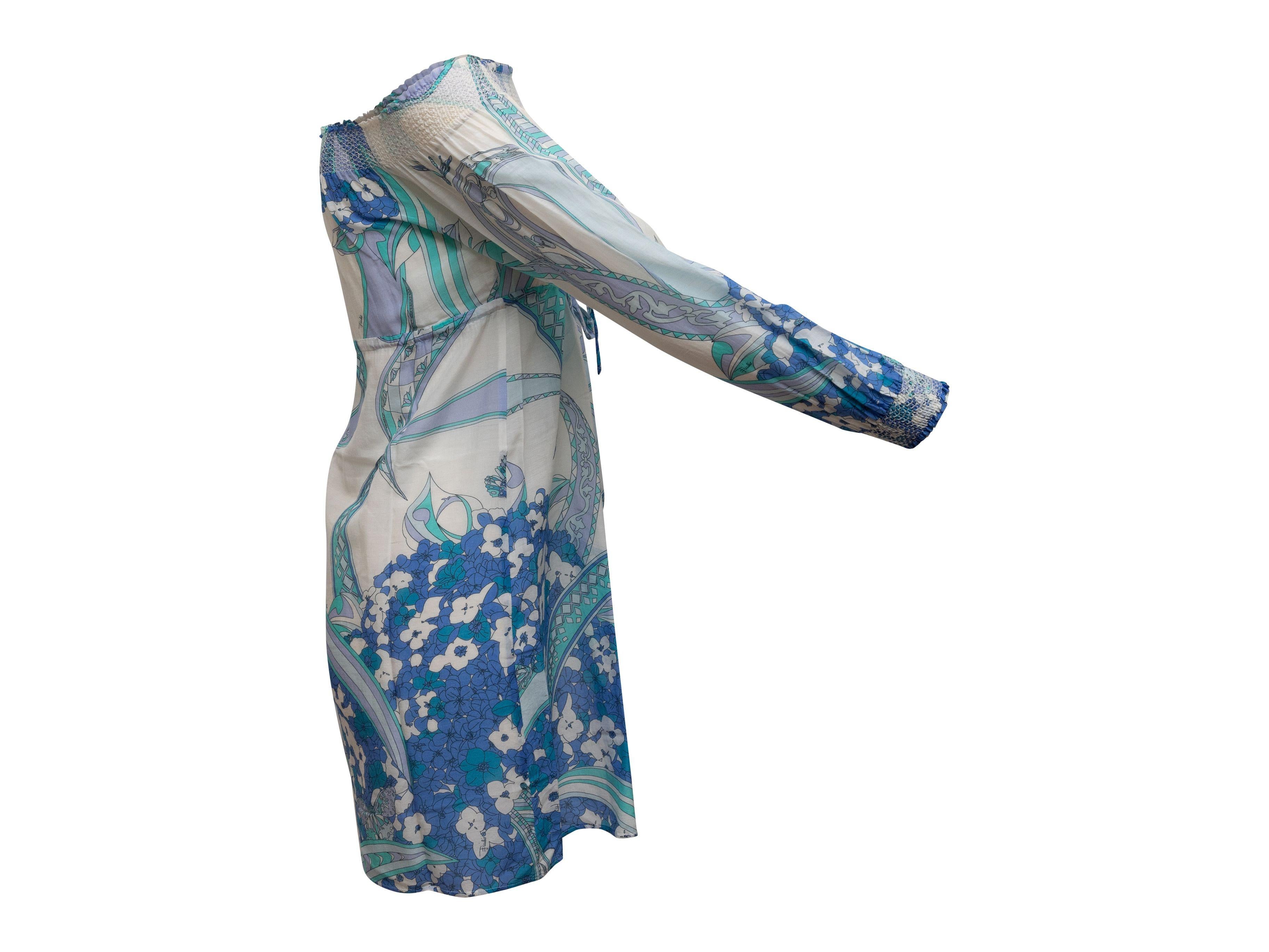Women's Emilio Pucci White & Blue Off-The-Shoulder Printed Dress