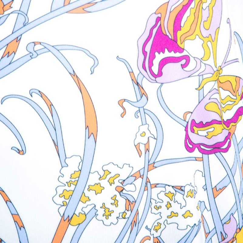 Emilio Pucci White Butterfly Print Knit Tunic Top M In Good Condition In Dubai, Al Qouz 2