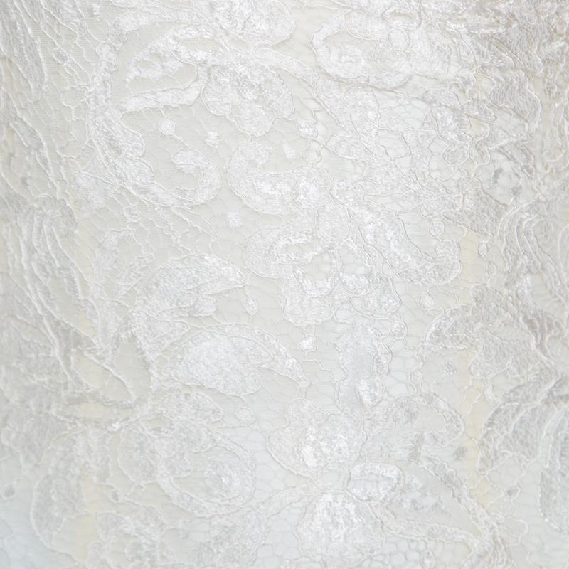 Emilio Pucci White Floral Lace Scalloped Trim Ruched One Shoulder Dress S In Good Condition In Dubai, Al Qouz 2