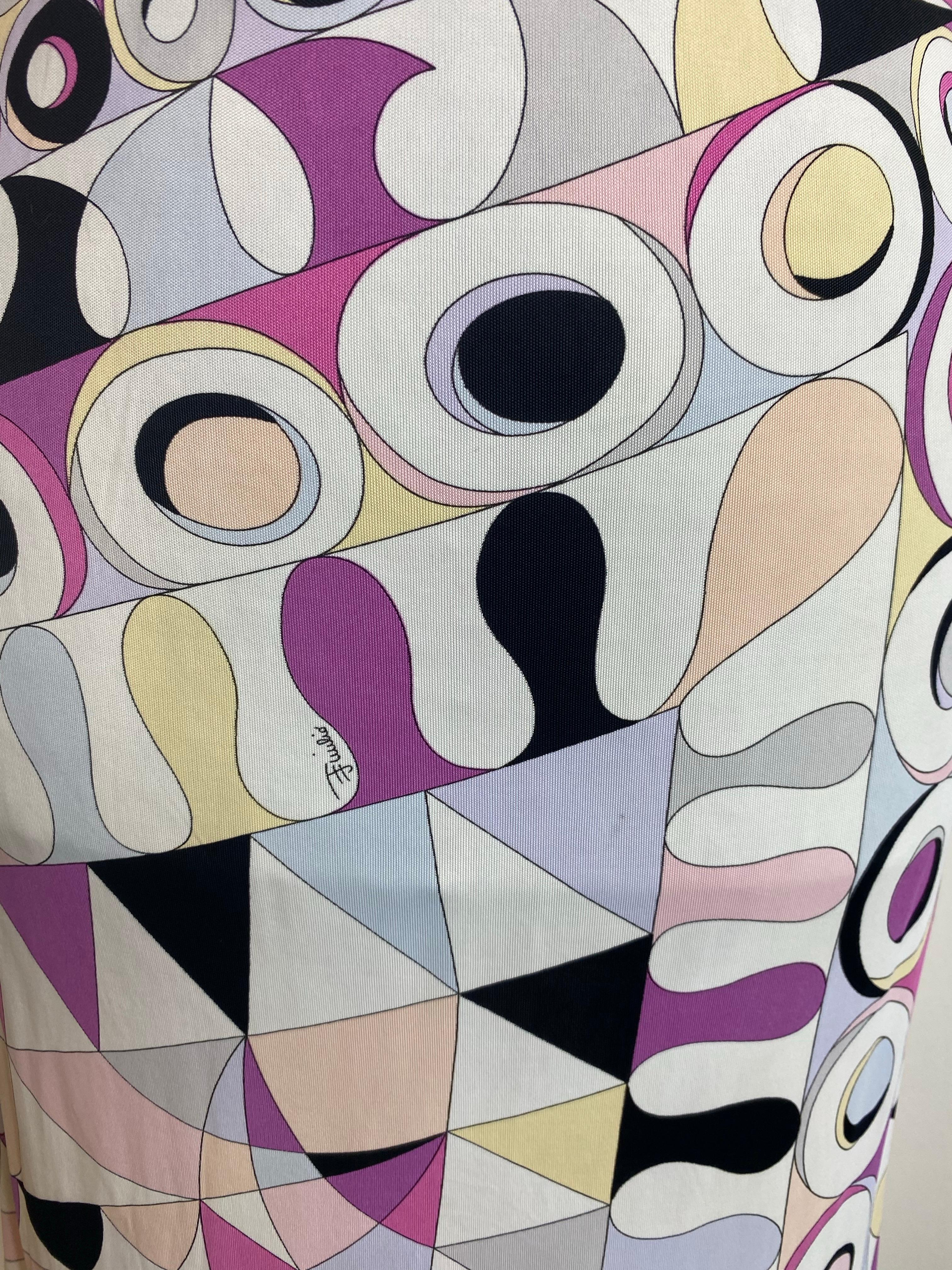 Emilio Pucci, abito midi bianco con motivo. In condizioni ottime a Carnate, IT